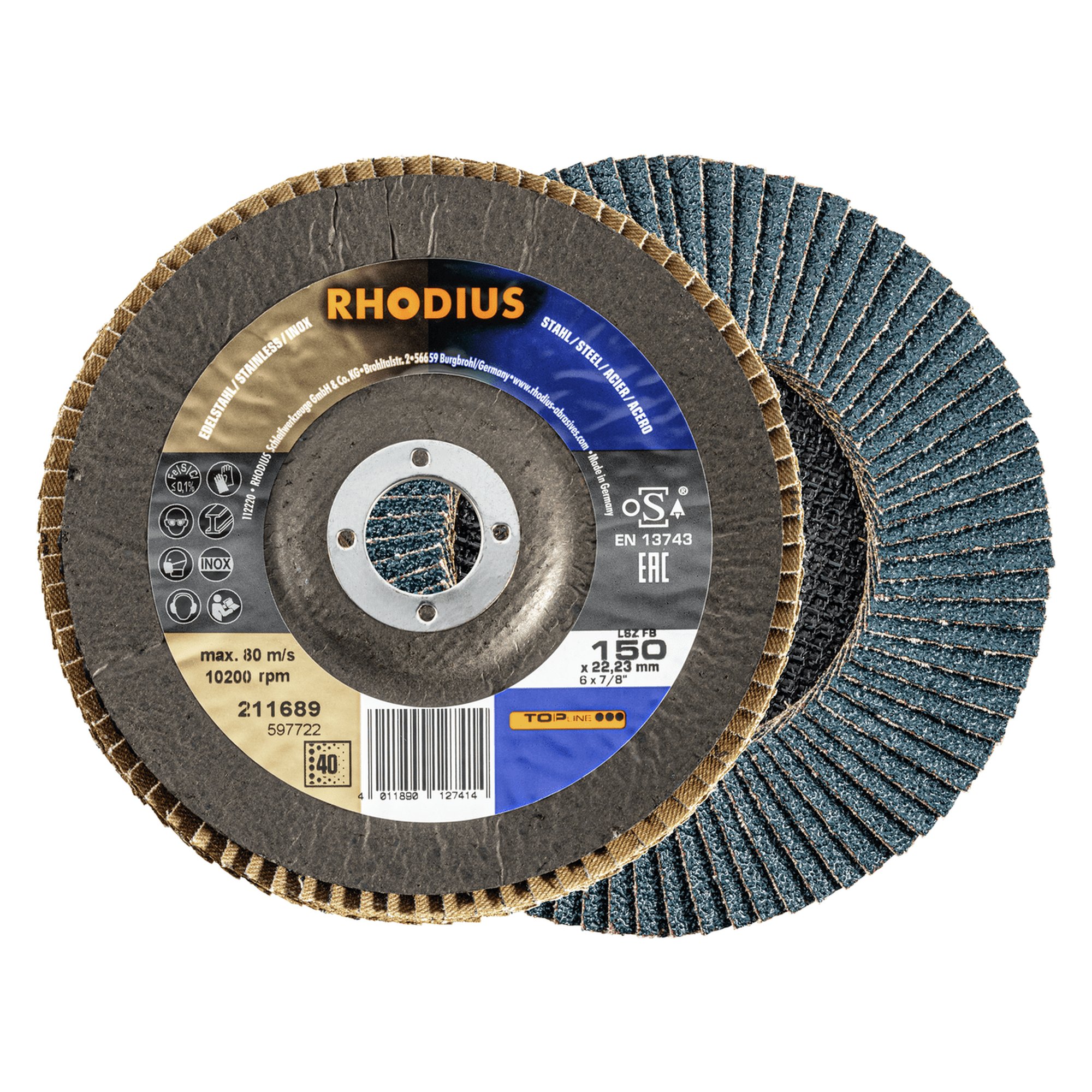 Disque à poncer RHODIUS LSZ FB Ø 150 mm grain 40