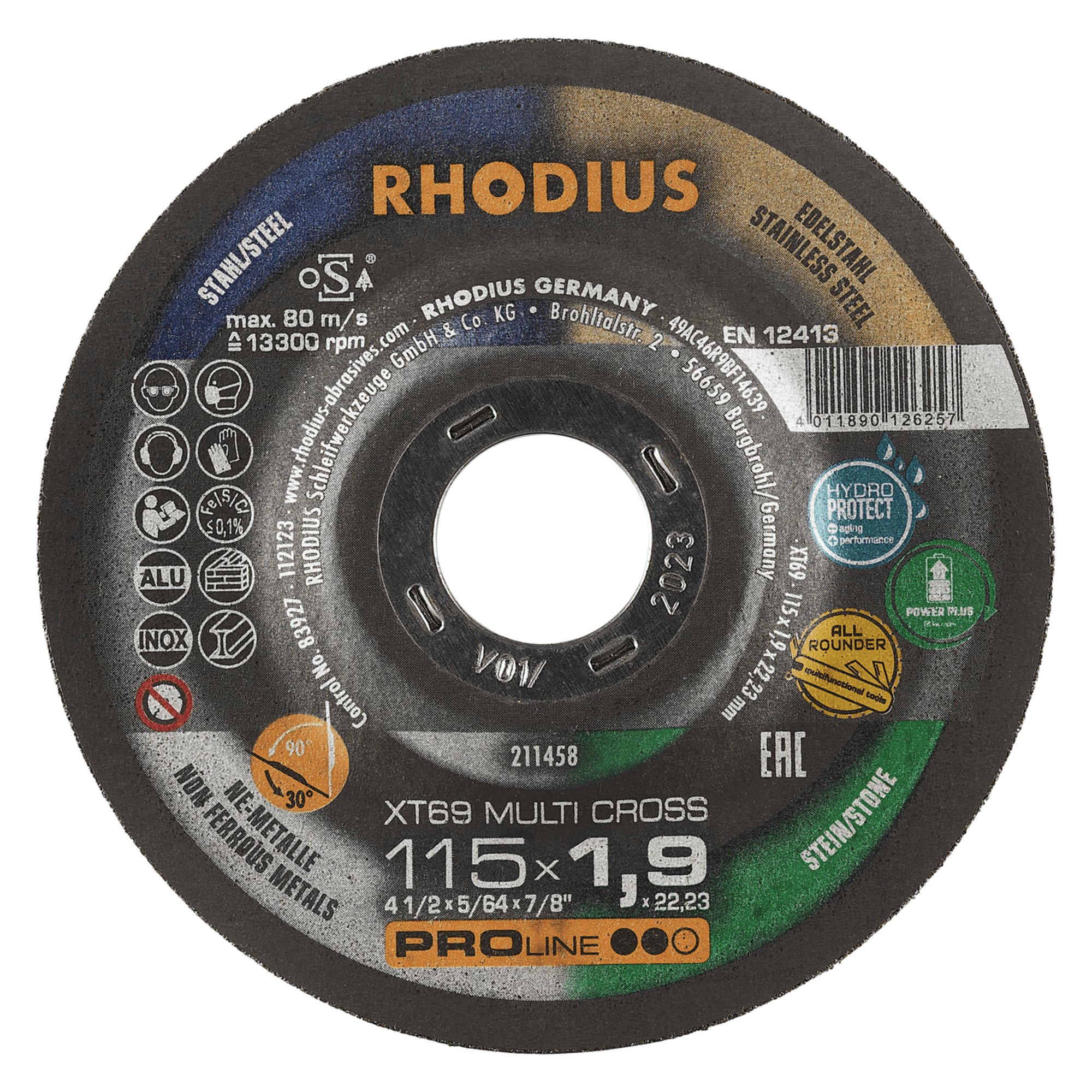 Disque de séparation extra fin RHODIUS XTK69 MULTI CROSS Ø 115 mm