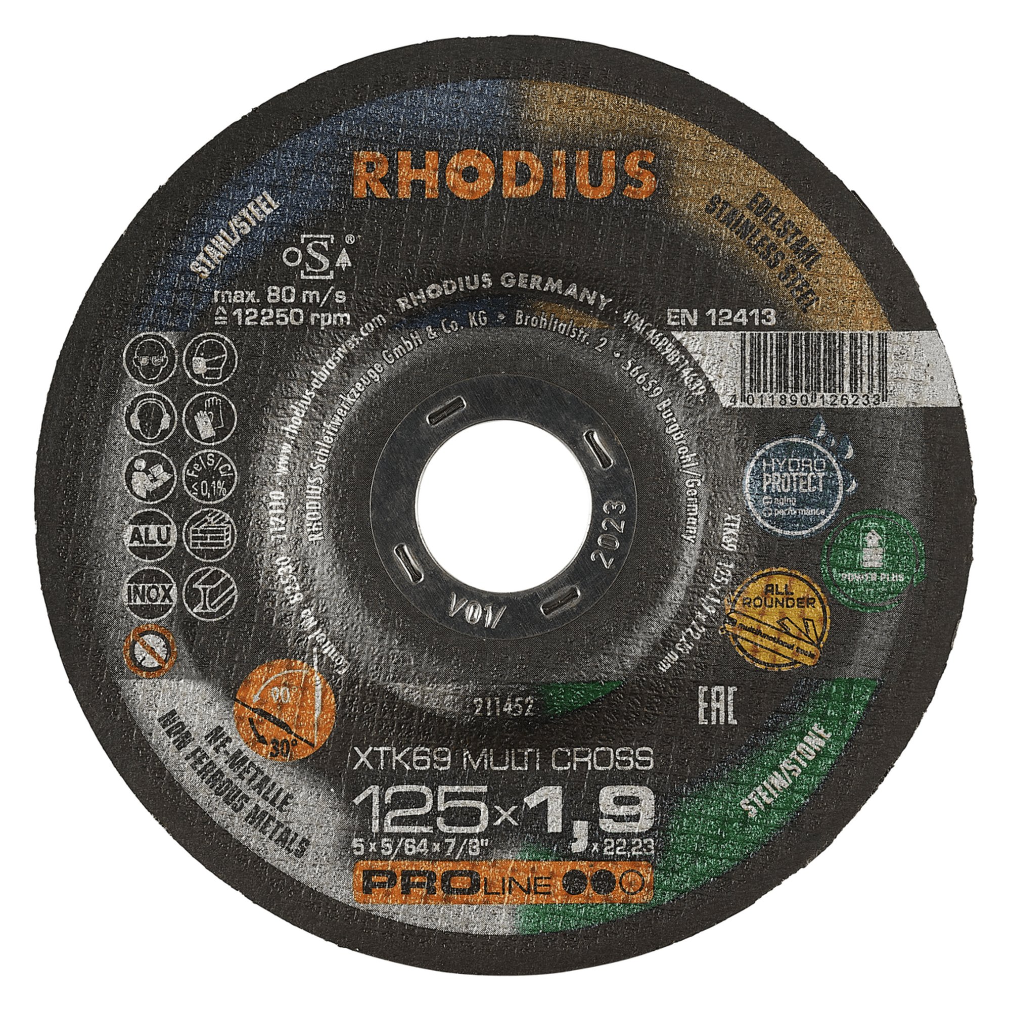 Disque de découpe extra fin RHODIUS XTK69 MULTI CROSS Ø 125 mm