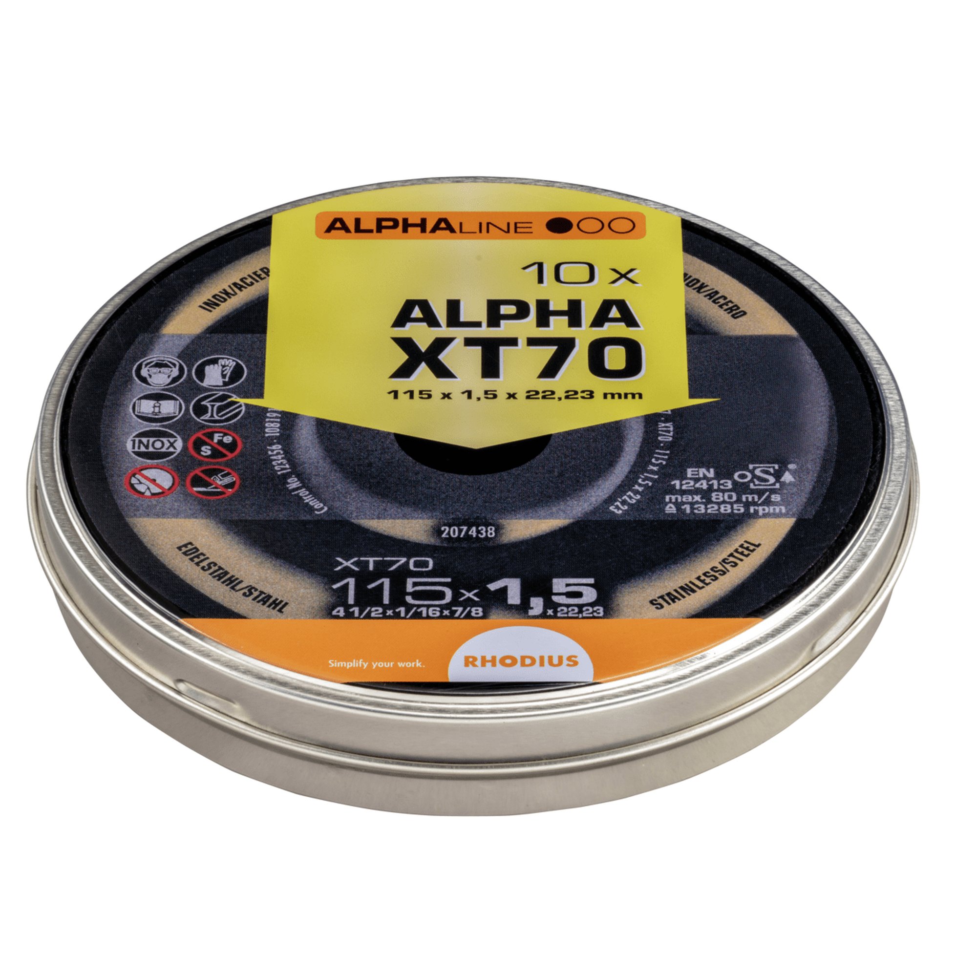 Disque à tronçonner extra fin RHODIUS XT70 BOX Ø 115 mm