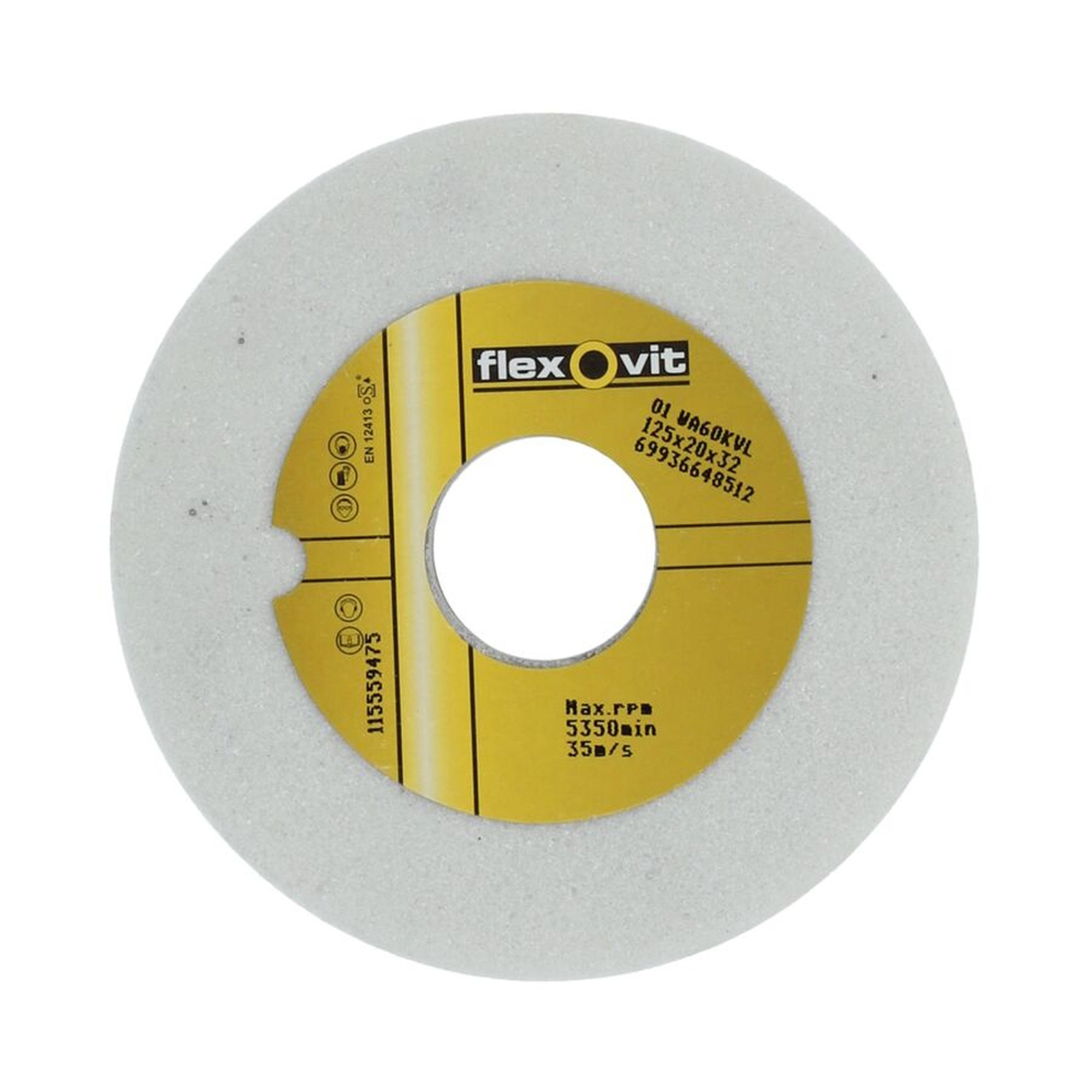 Disque abrasif Norton Flexovit INDUSTRIAL 125x20x32mm K60 pour le meulage d'outils