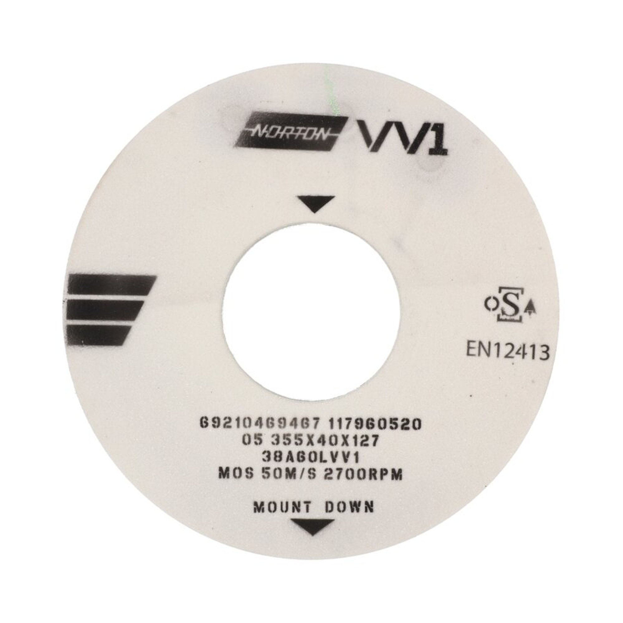 Disque abrasif Norton K60 VV1, évidé d'un côté, 355x40x127mm, pour le meulage à plat