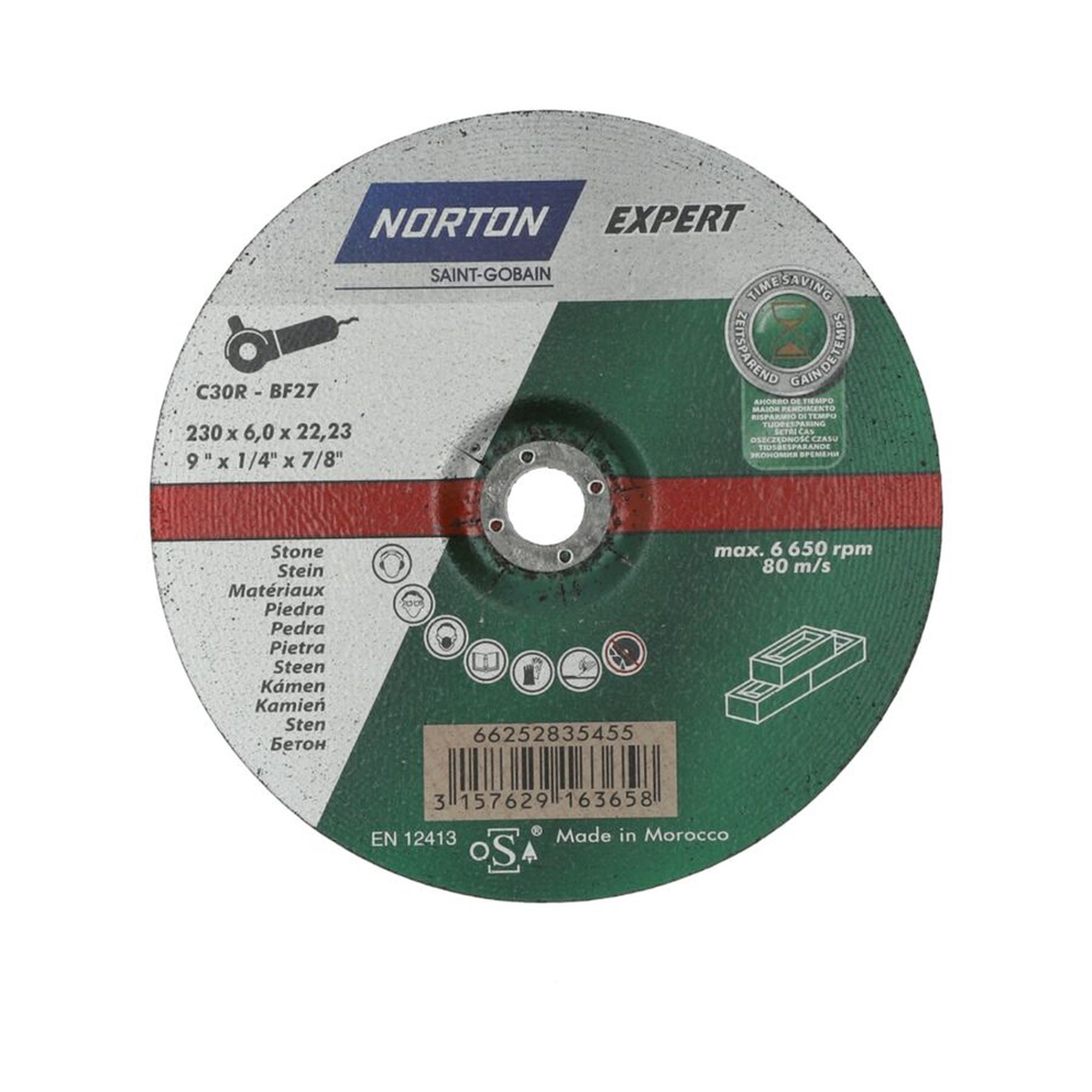 Norton EXPERT disque à ébavurer coudé pour pierre 230x6x22.23mm