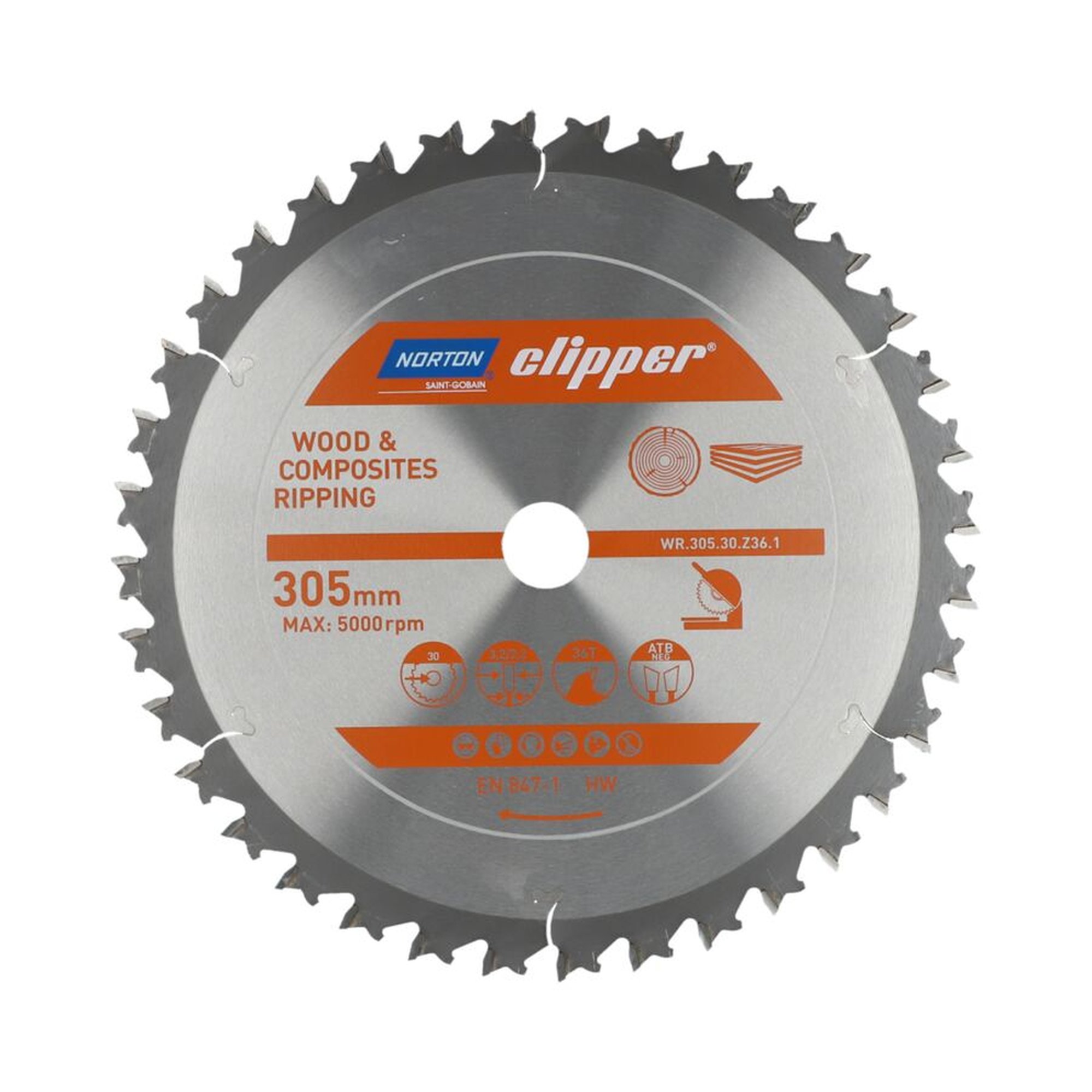 Norton Clipper TCT-lame de scie 305x3.2mm pour bois, alésage 30mm, WOOD RIPPING