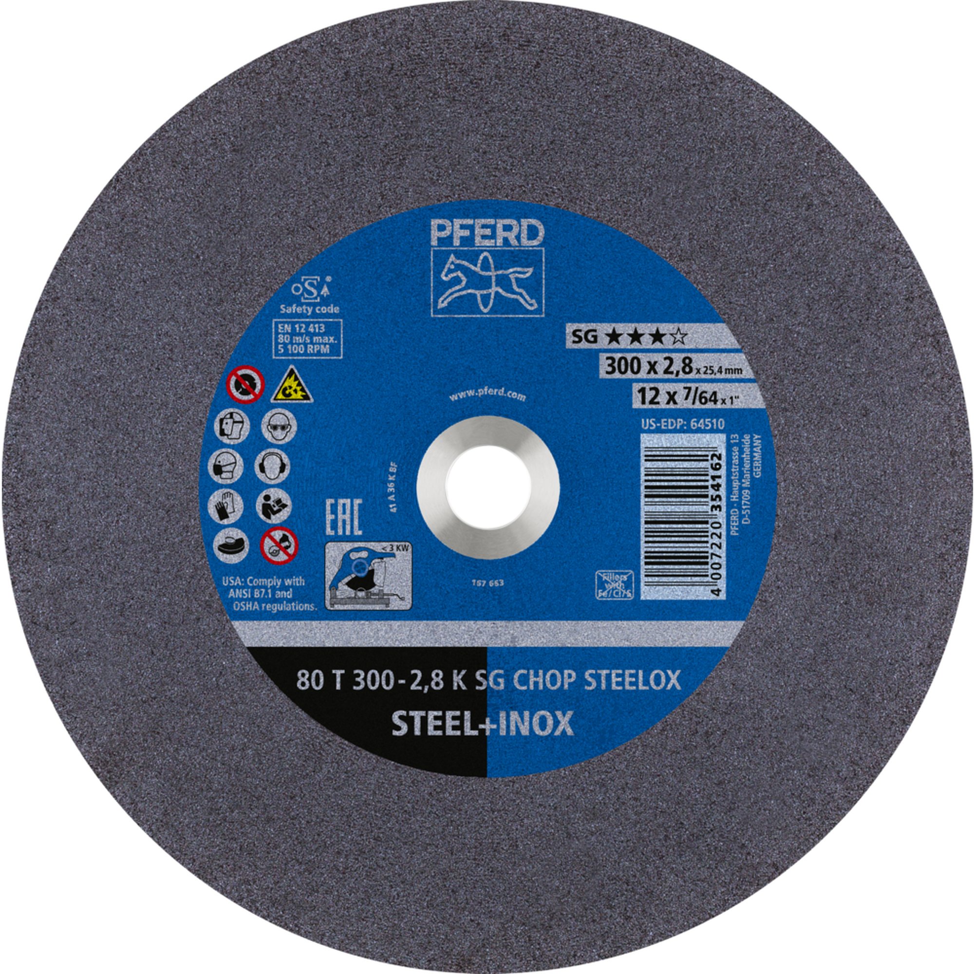PFERD disque de tronçonnage CHOPSAW 80 T 300-2,8 K SG CHOP STEELOX/25,4