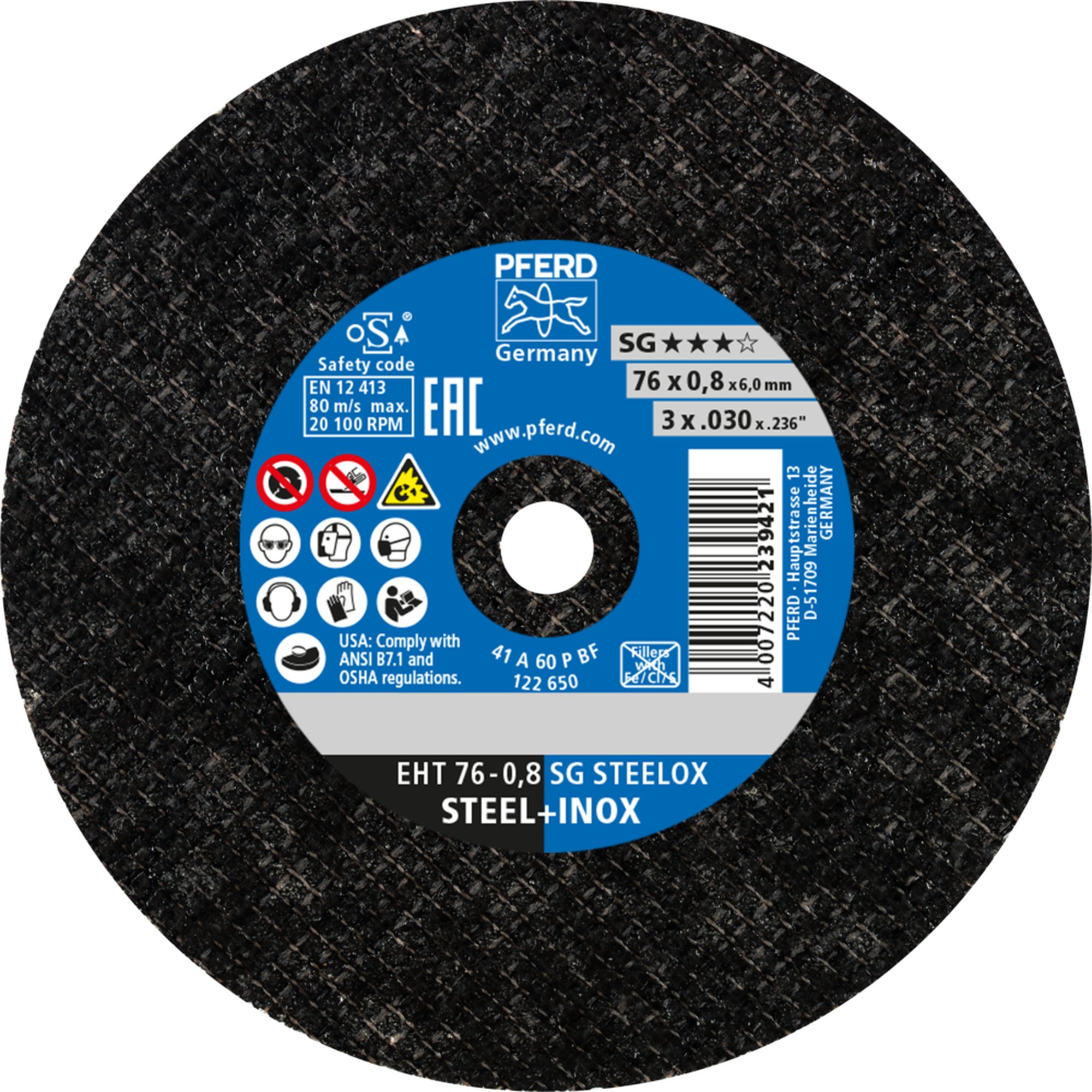Disque de découpe PFERD EHT 76-0,8 SG STEELOX/6,0