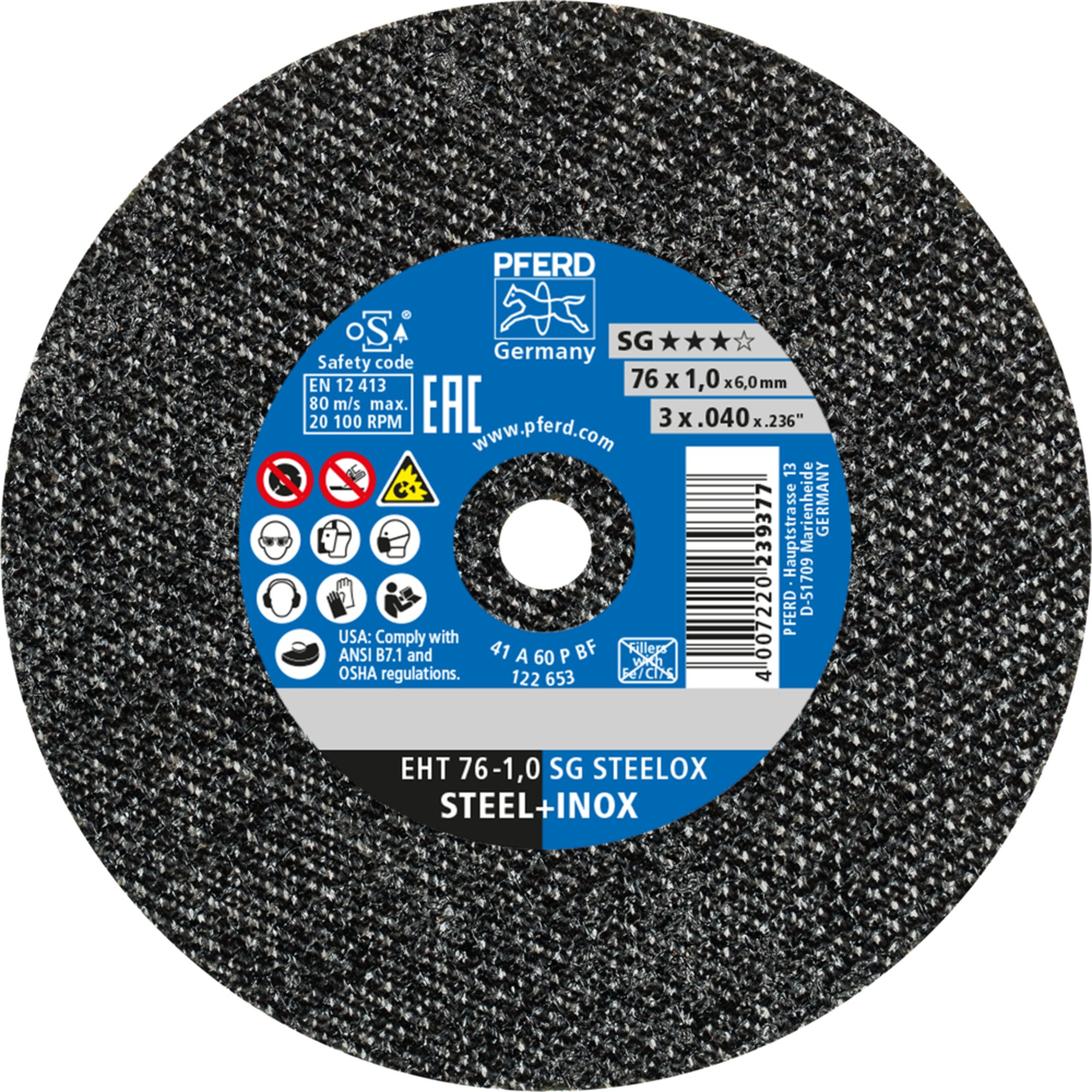 PFERD disque de séparation EHT 76-1,0 SG STEELOX/6,0