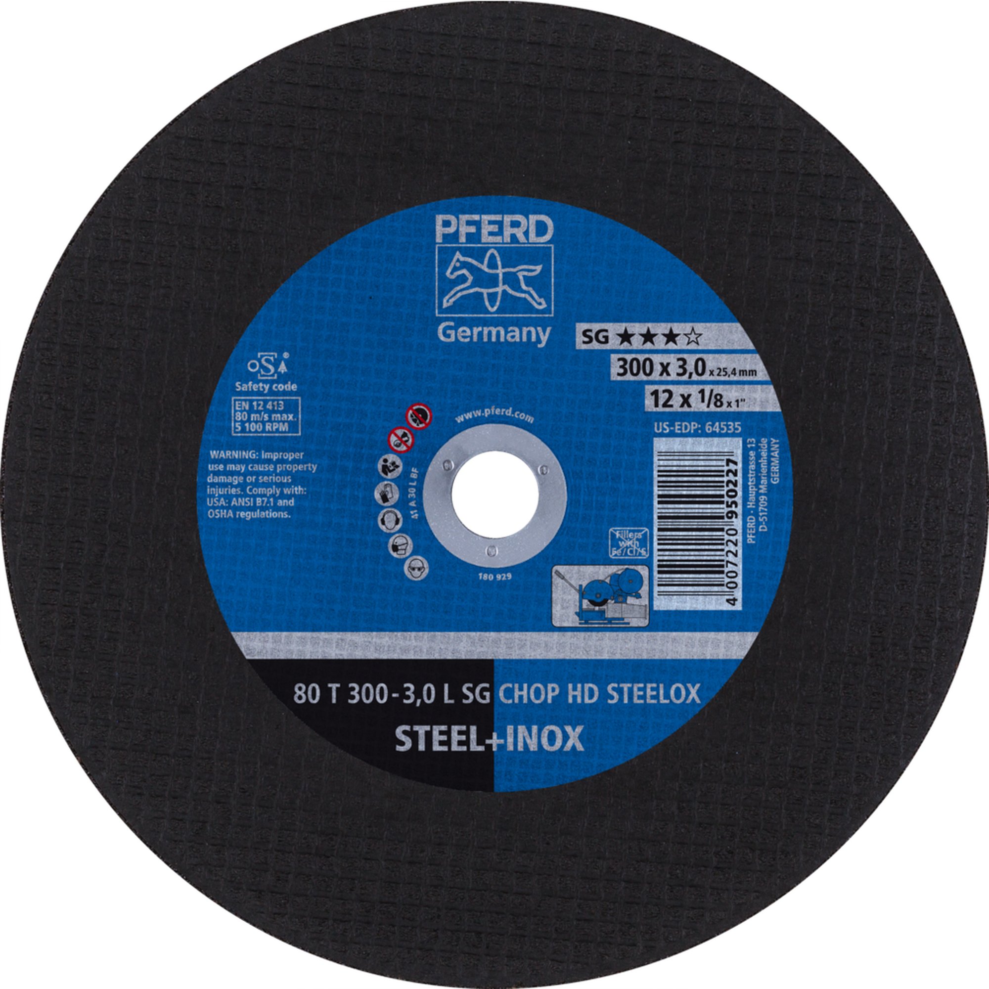 Disque de découpe PFERD CHOPSAW HD 80 T 300-3,0 L SG CHOP HD STEELOX/25,4