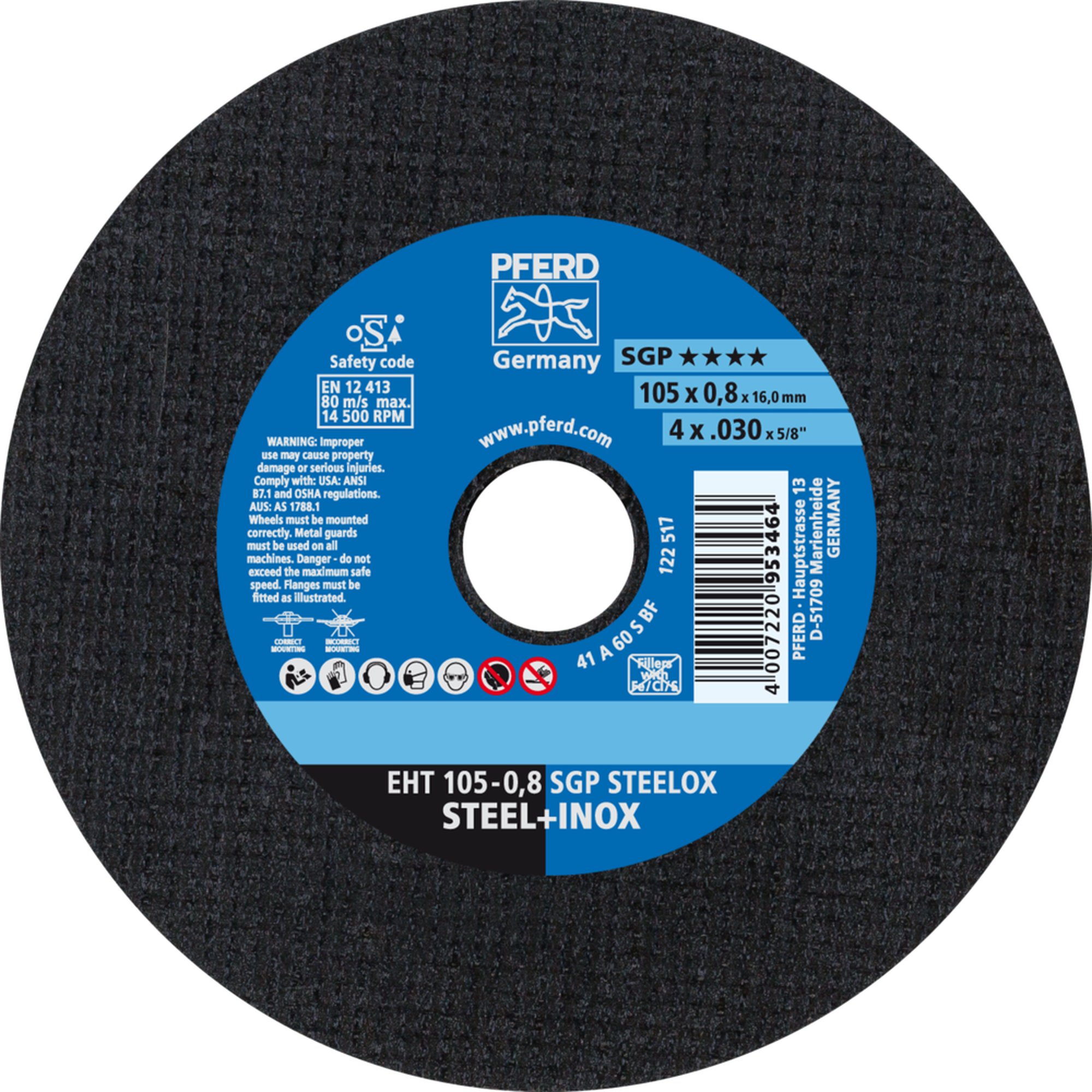 PFERD disque de découpe EHT 105-0,8 SGP STEELOX/16,0