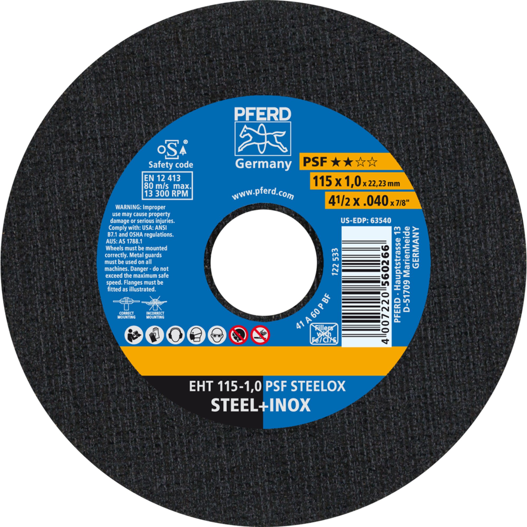 PFERD Disque de découpe EHT 115-1,0 PSF STEELOX