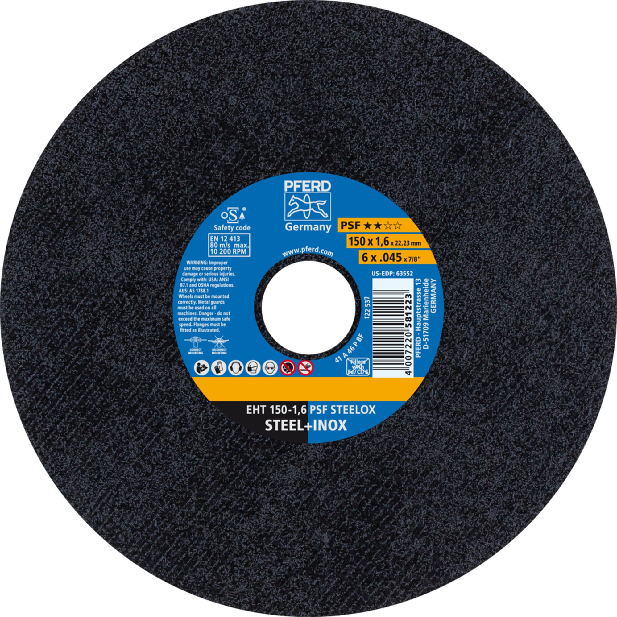 Disque de tronçonnage PFERD EHT 150-1,6 PSF STEELOX