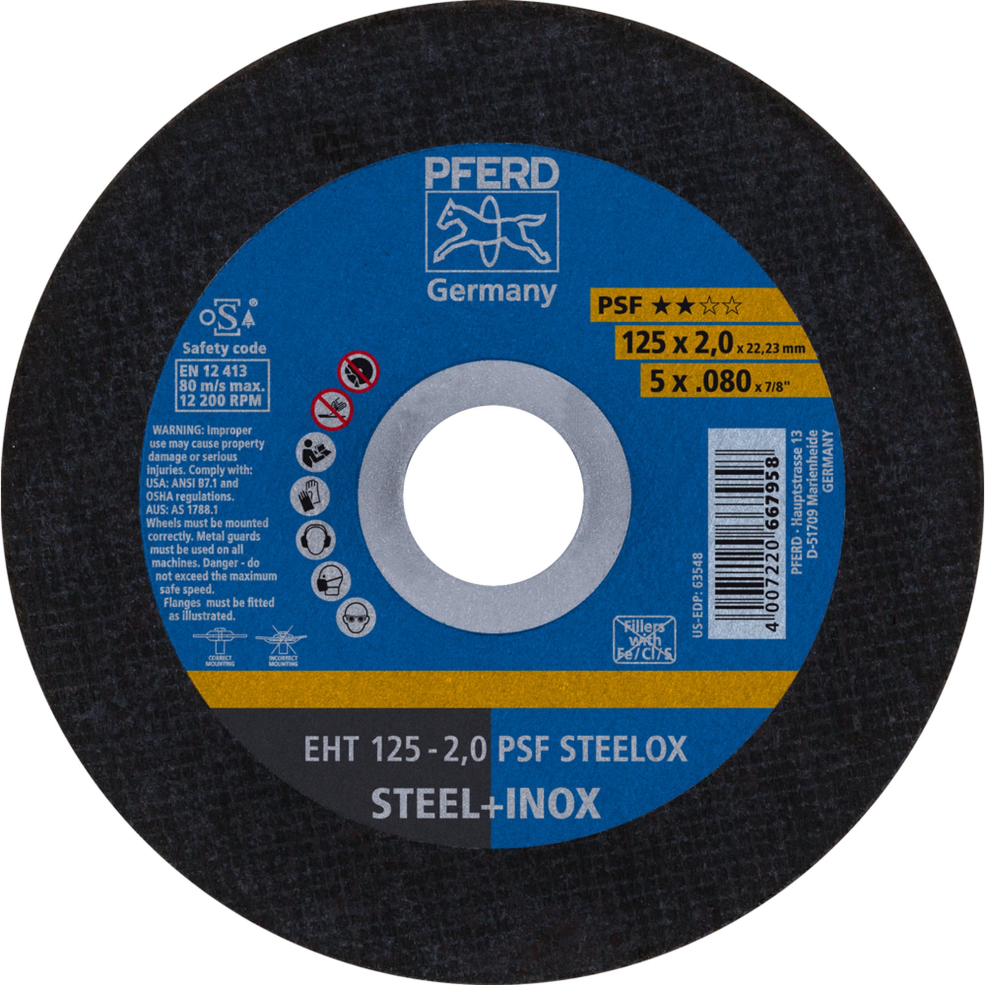 PFERD disque de découpe EHT 125-2,0 PSF STEELOX