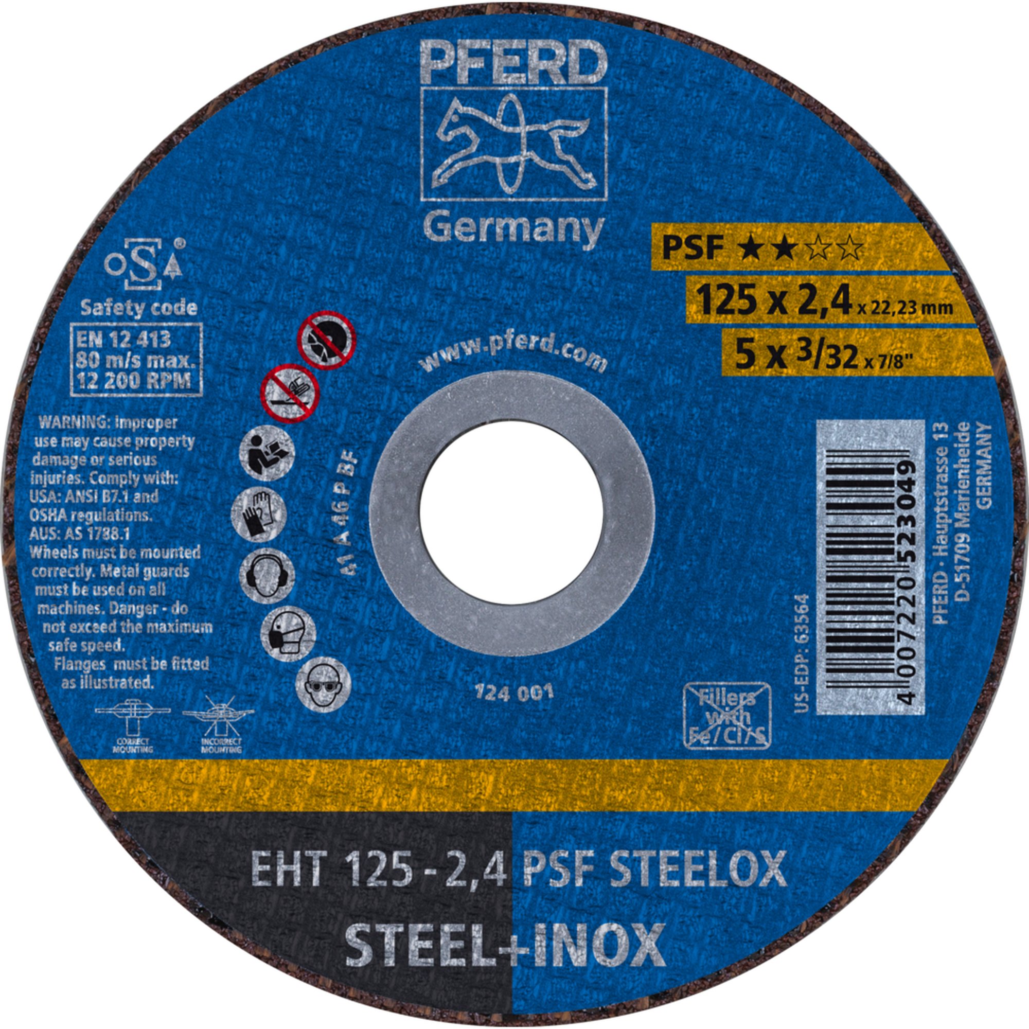 PFERD Disque de découpe EHT 125-2,4 PSF STEELOX