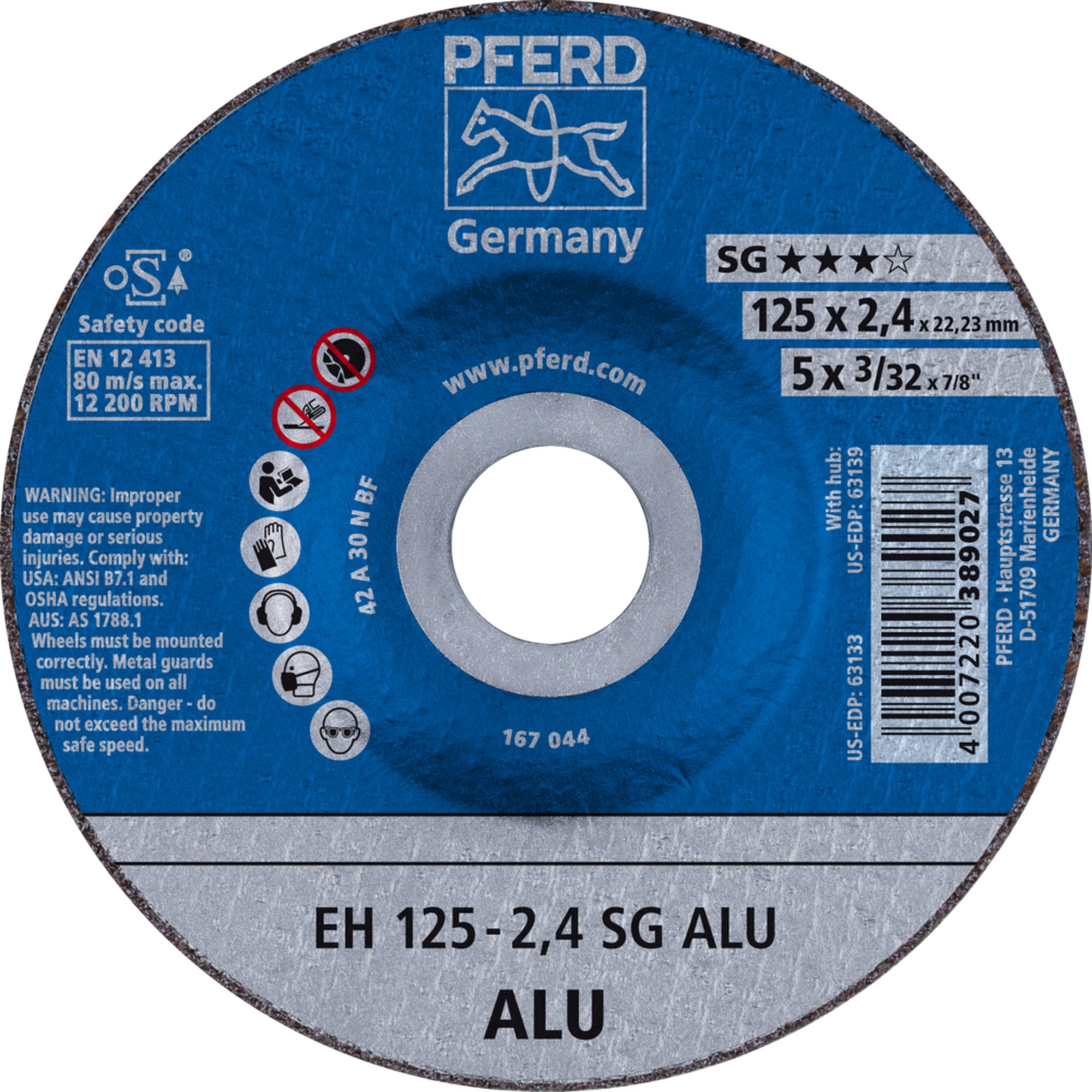 Disque à tronçonner PFERD EH 125-2,4 SG ALU