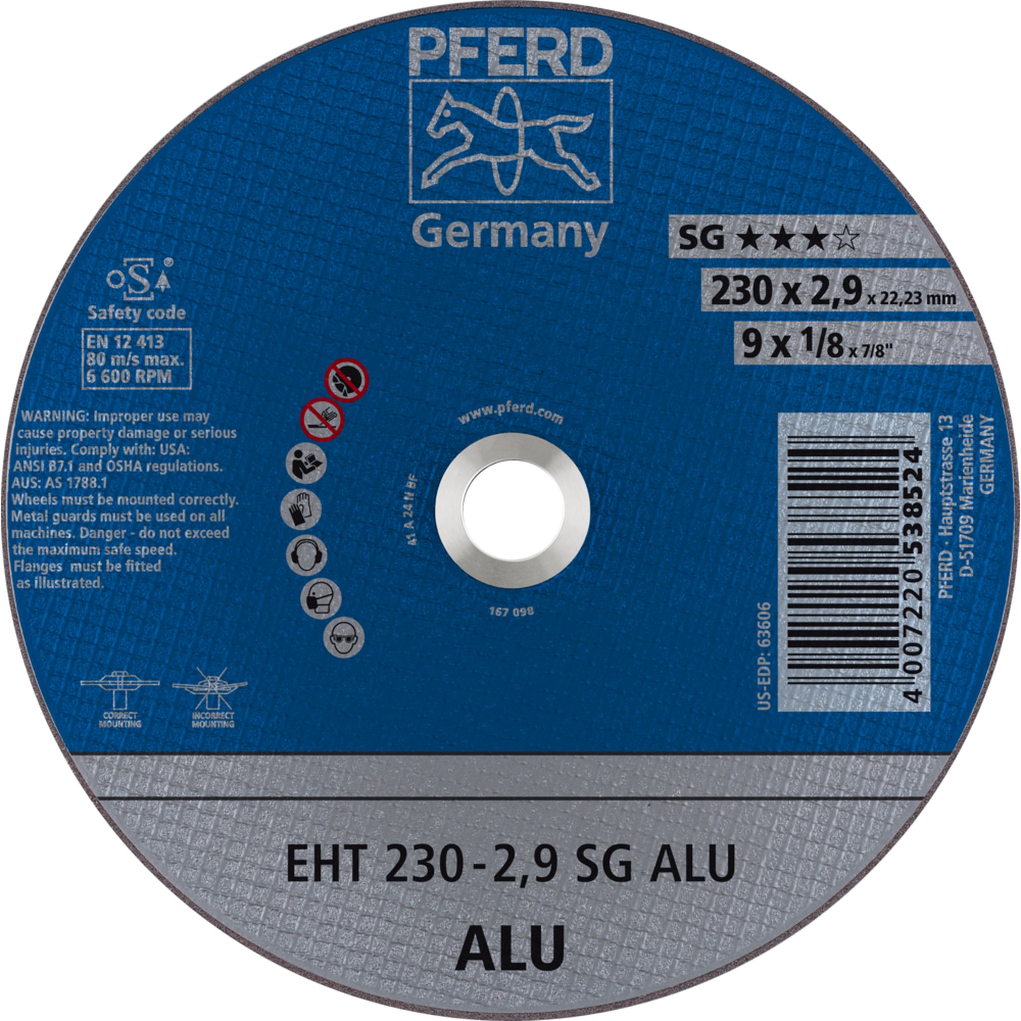 Disque à tronçonner PFERD EHT 230-2,9 SG ALU