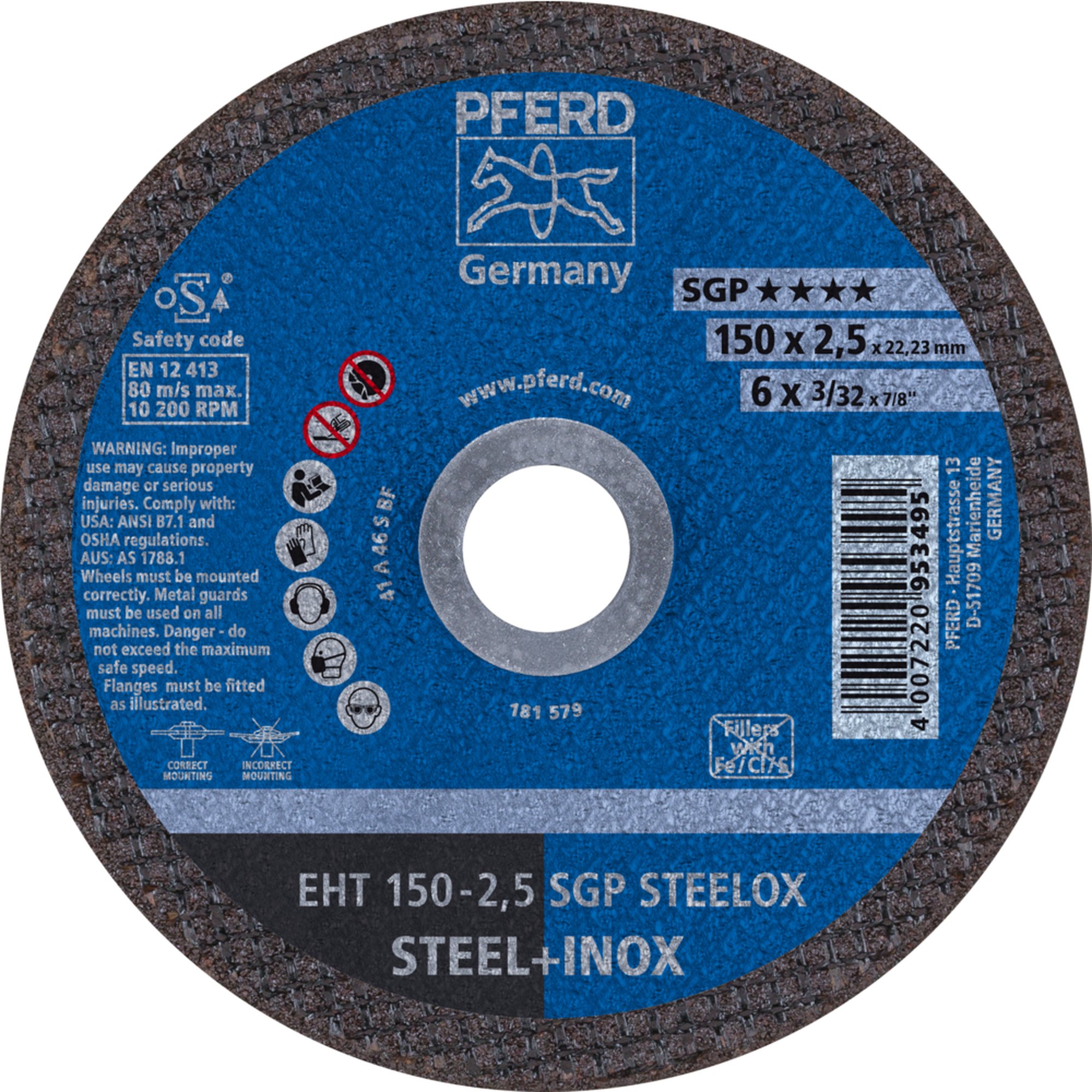 PFERD disque de découpe EHT 150-2,5 SGP STEELOX