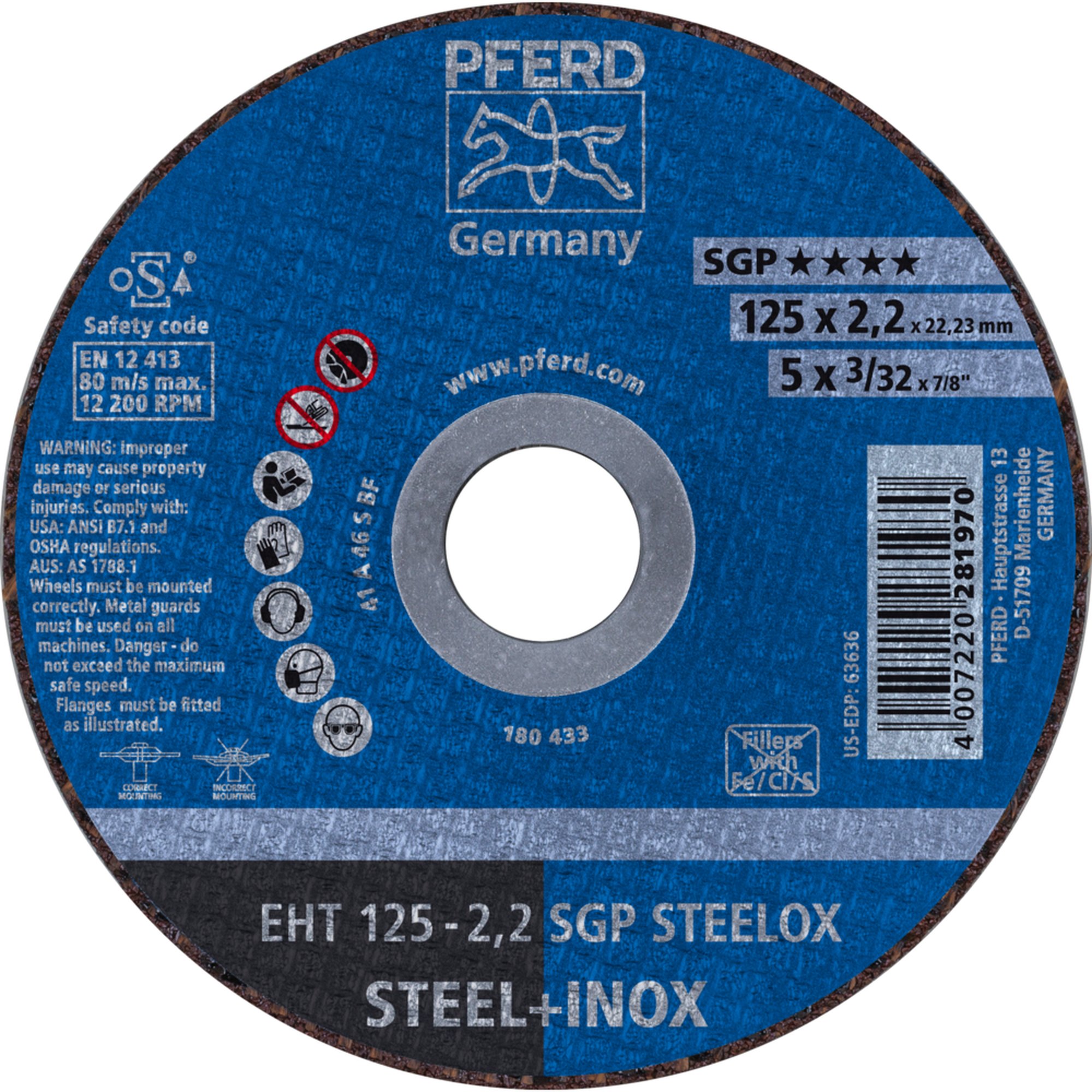 PFERD disque de découpe EHT 125-2,2 SGP STEELOX