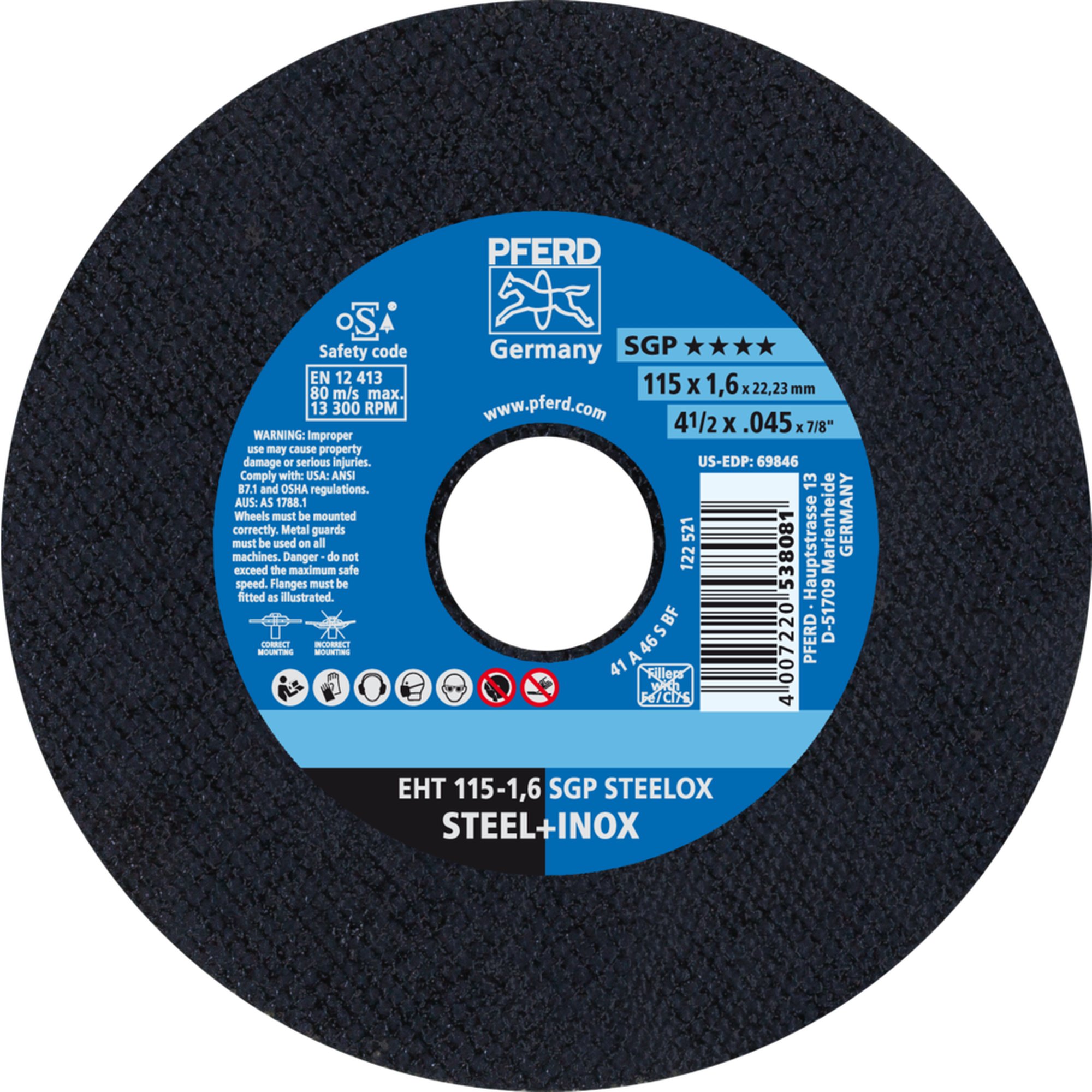 PFERD disque de découpe EHT 115-1,6 SGP STEELOX