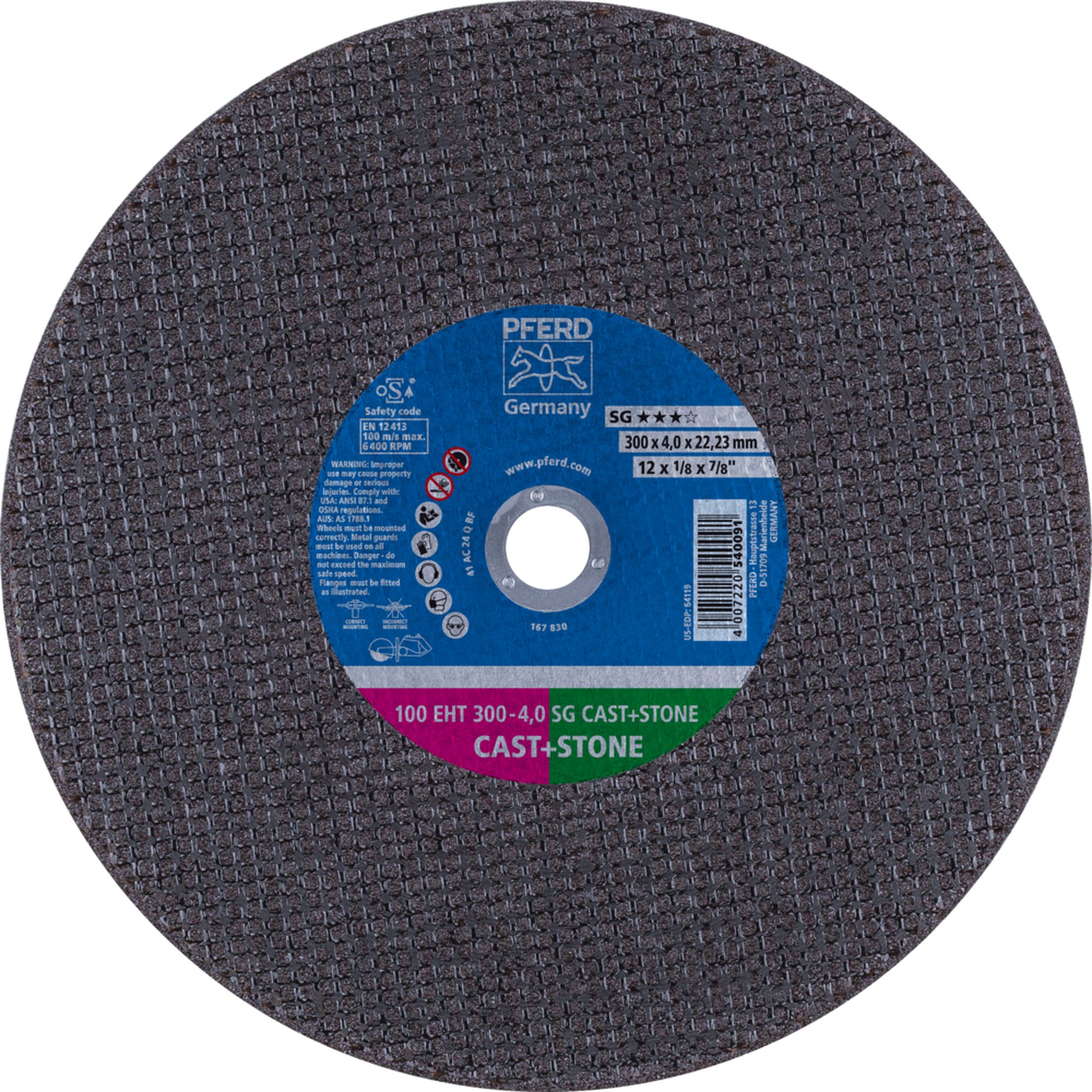 PFERD disque de découpe 100 EHT 300-4,0 SG CAST+STONE/22,23