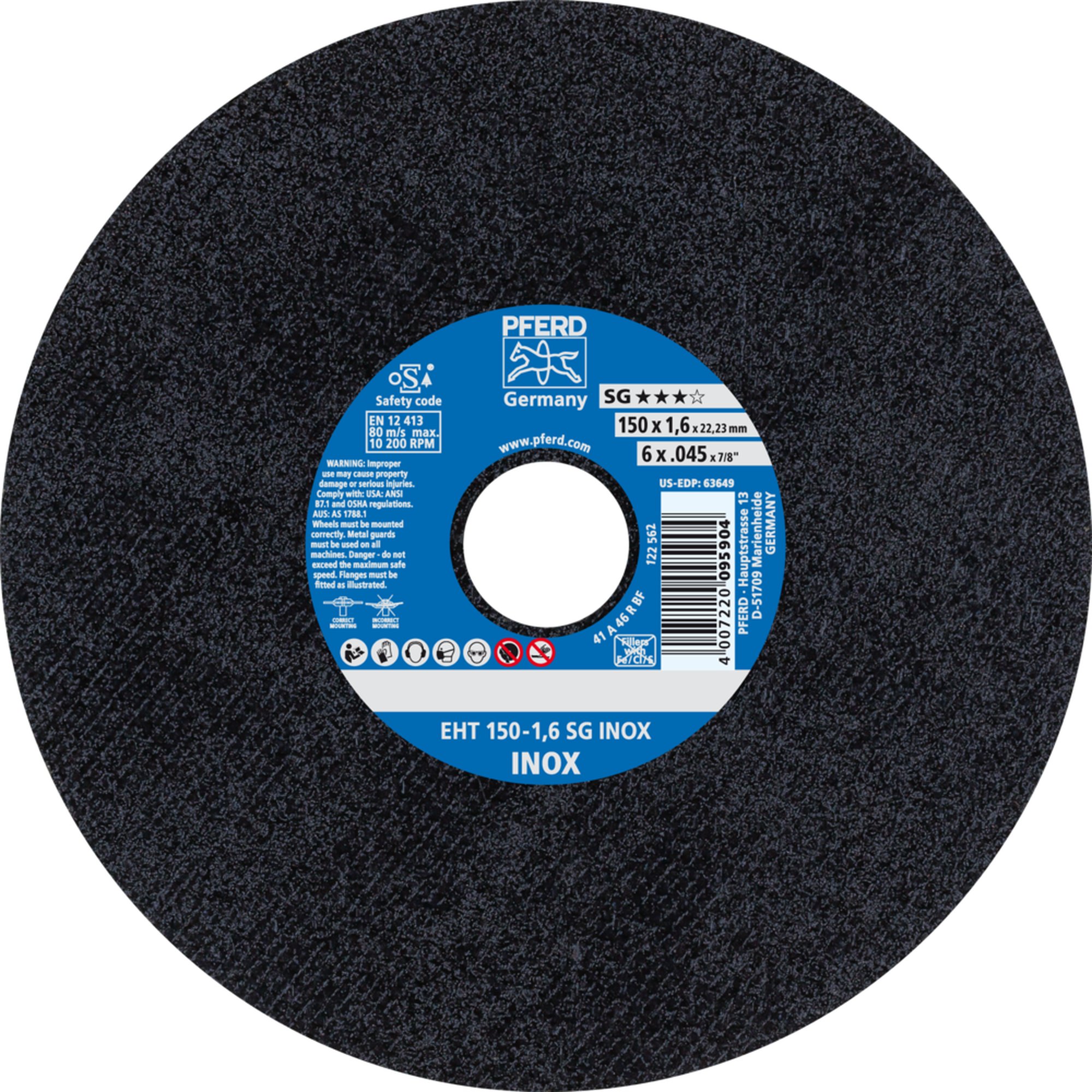 Disque de séparation PFERD EHT 150-1,6 SG INOX