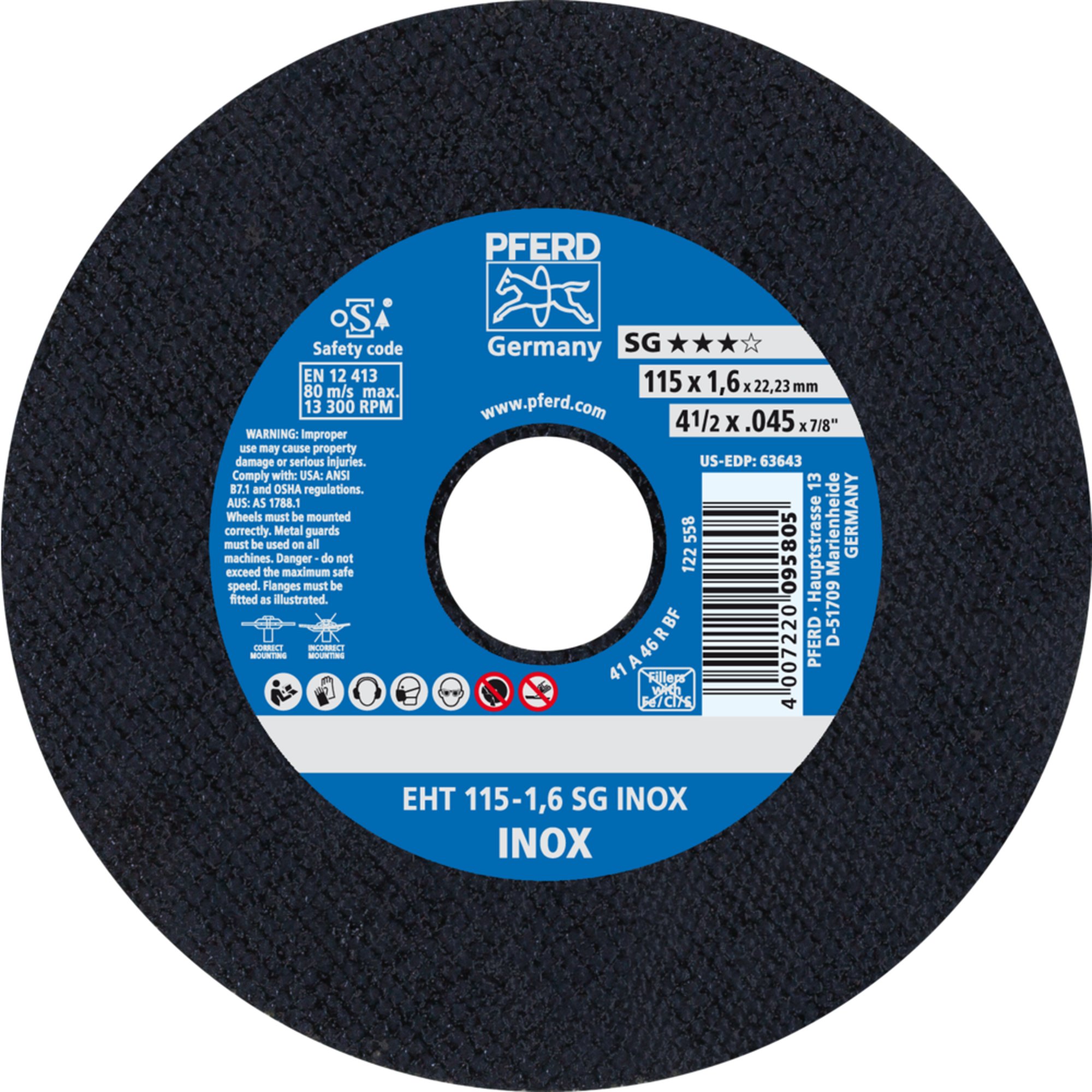 PFERD disque de découpe EHT 115-1,6 SG INOX