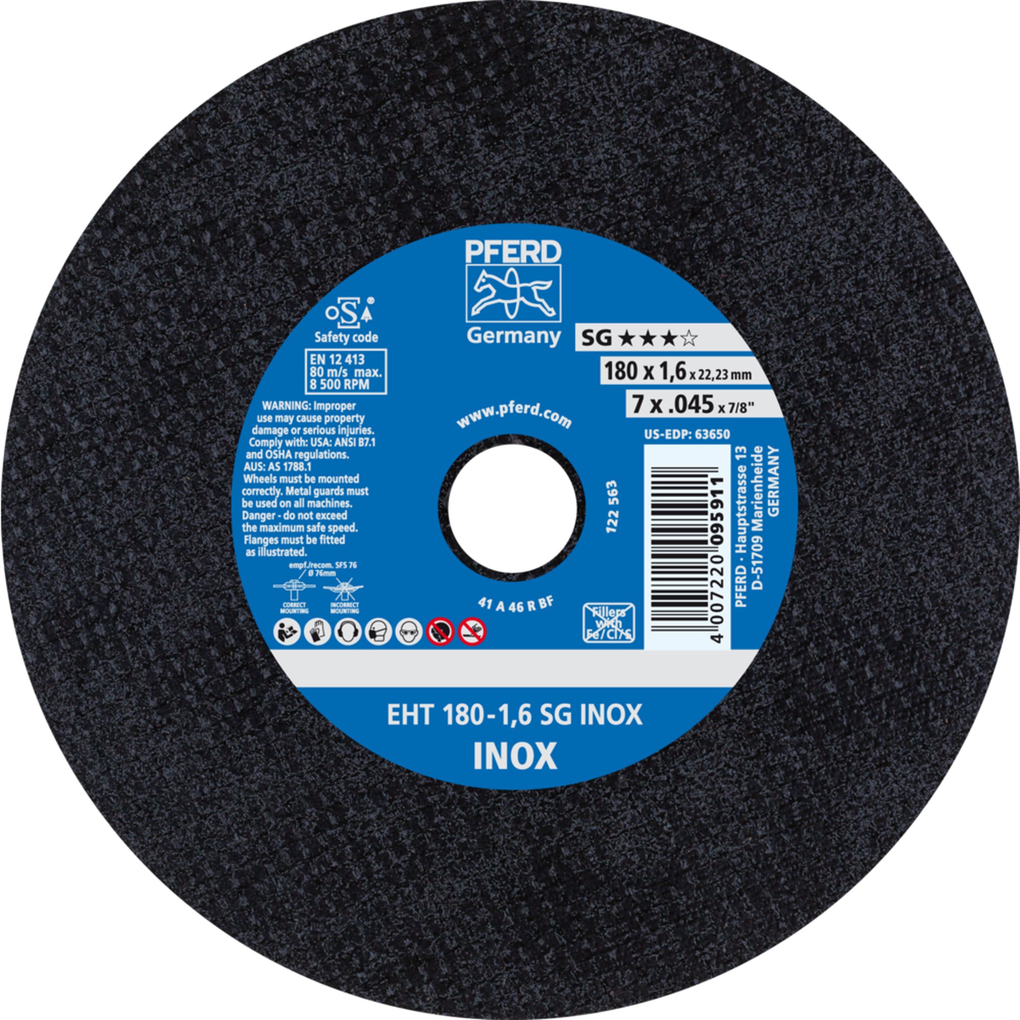 Disque de découpe PFERD EHT 180-1,6 SG INOX