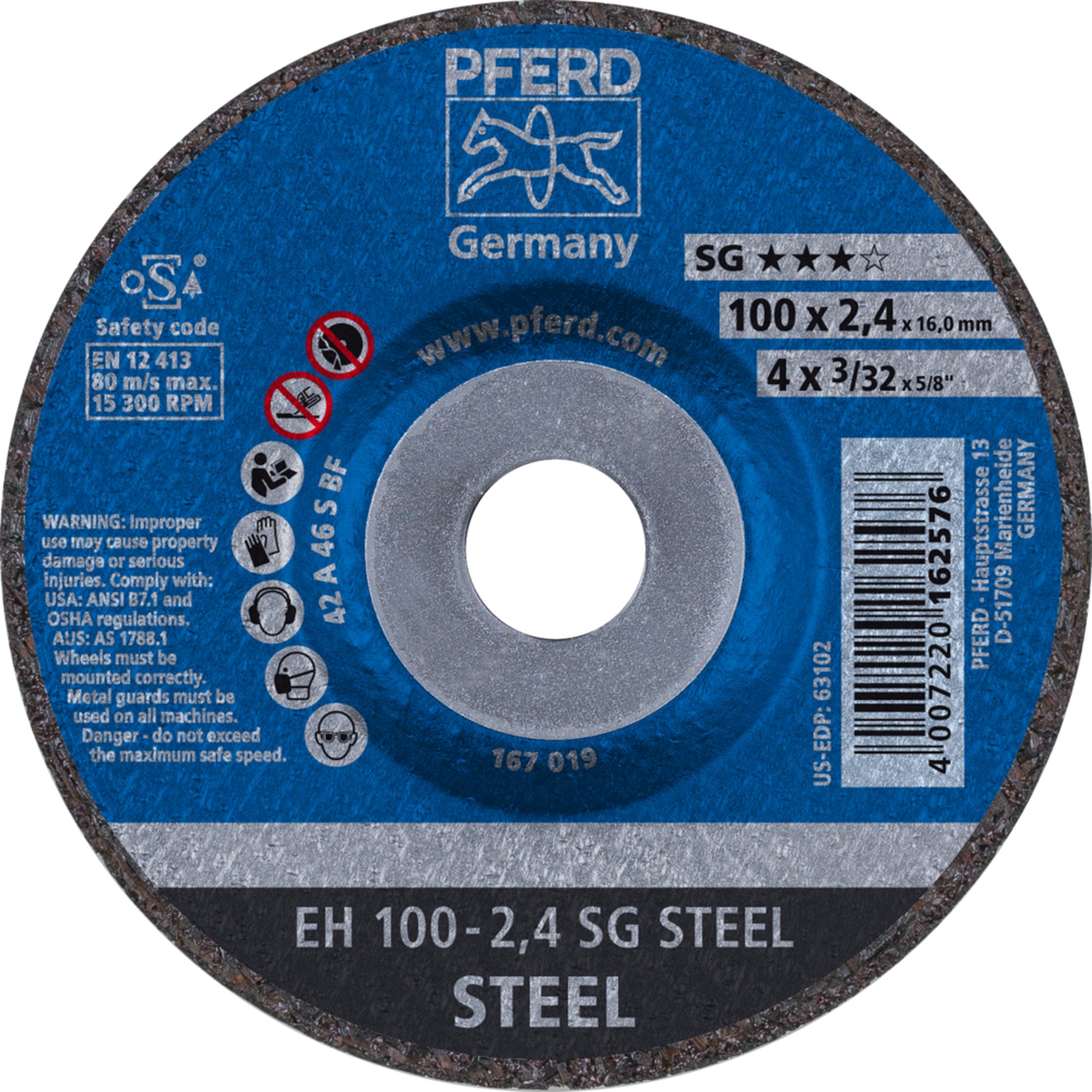 PFERD disque de découpe EH 100-2,4 SG STEEL/16,0