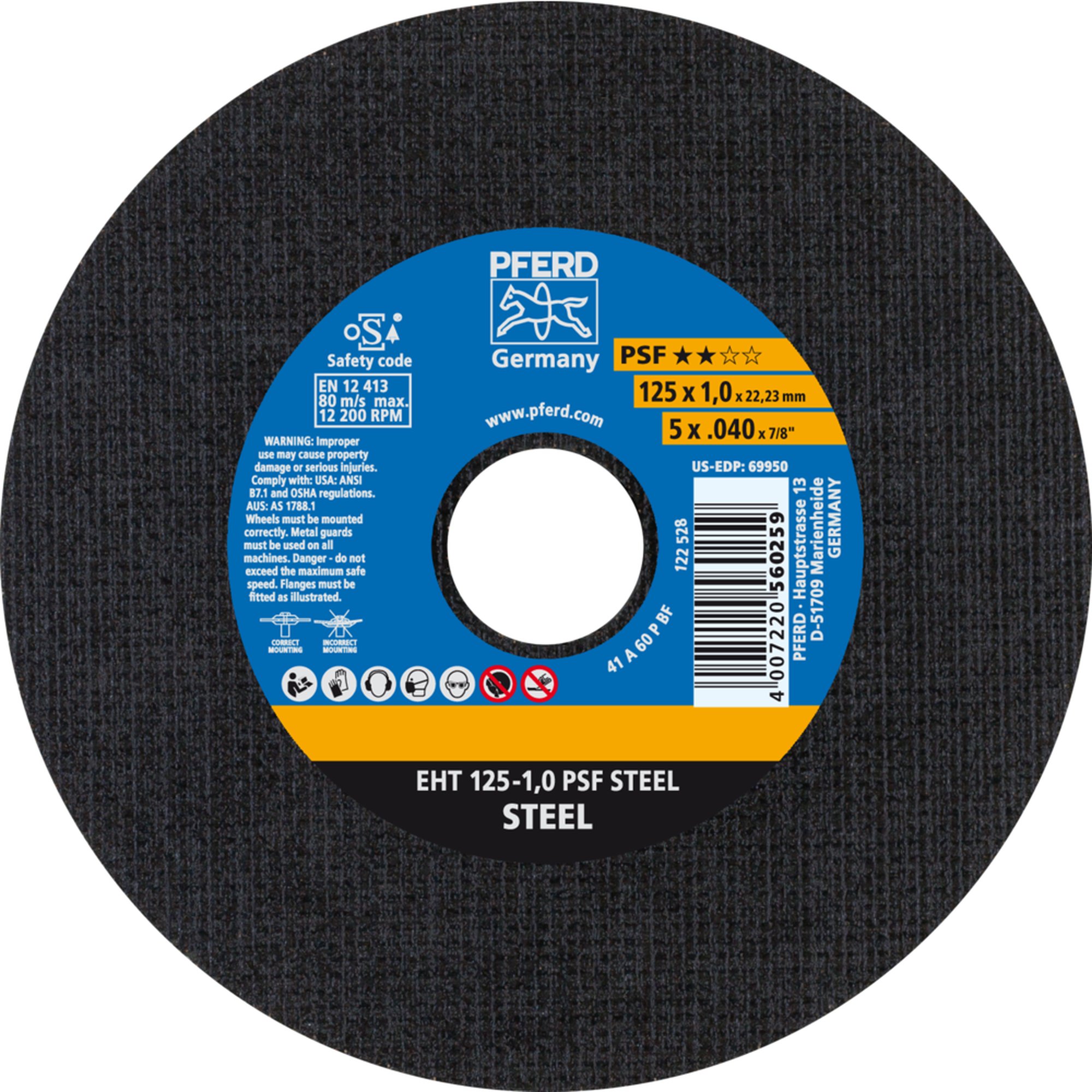PFERD disque de découpe EHT 125-1,0 PSF STEEL