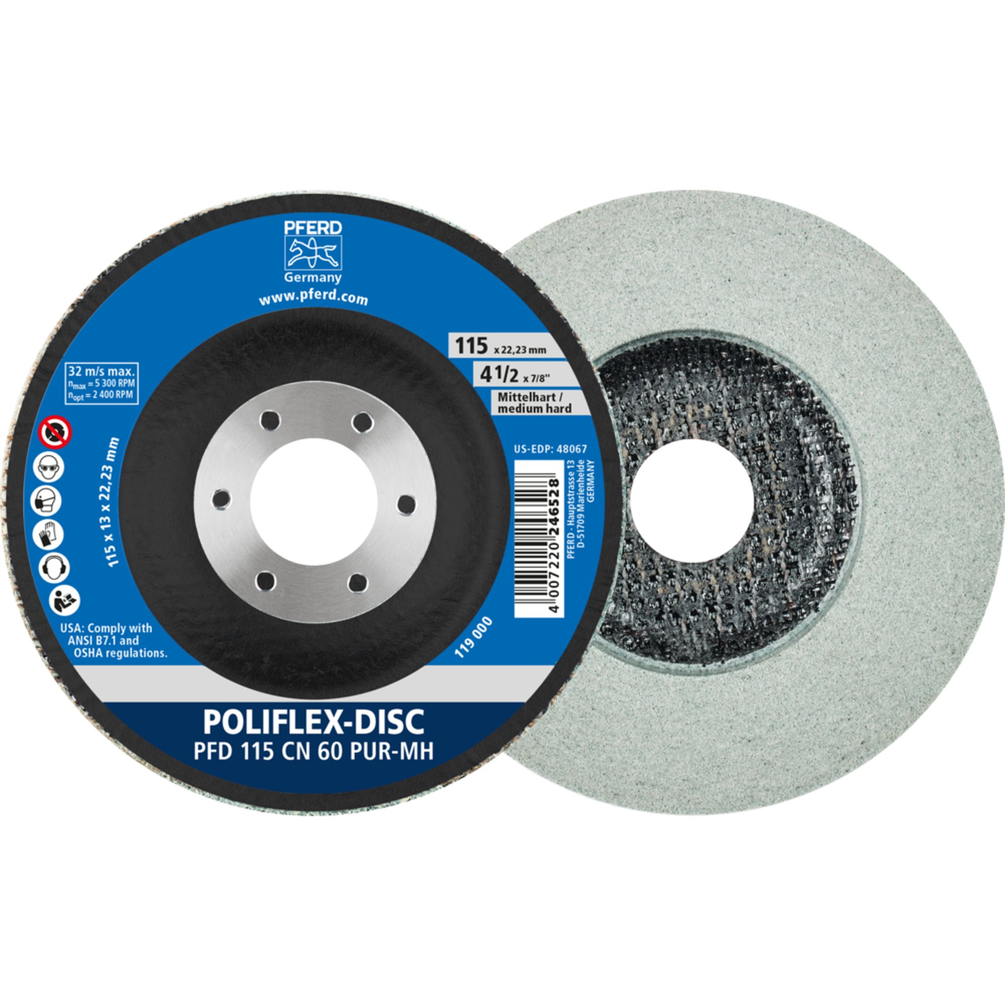PFERD disque Poliflex PFD 115-22 CN 60 PUR-MH