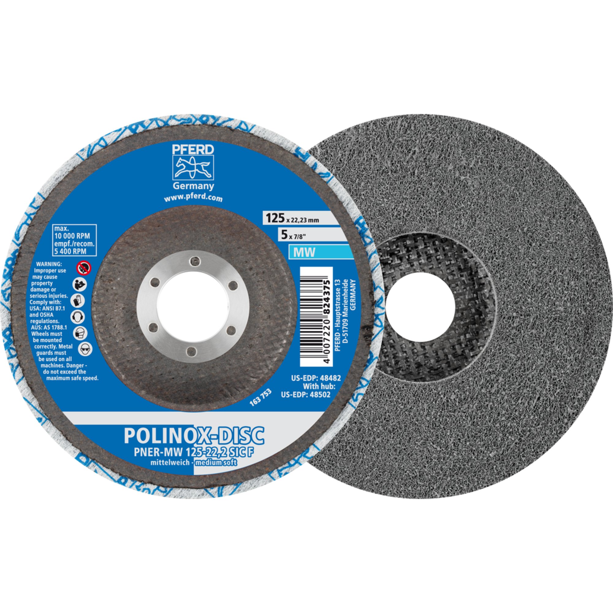PFERD DISQUE À MEULER POLINOX COMPACT DISC PNER-MW 125-22,2 SiC F