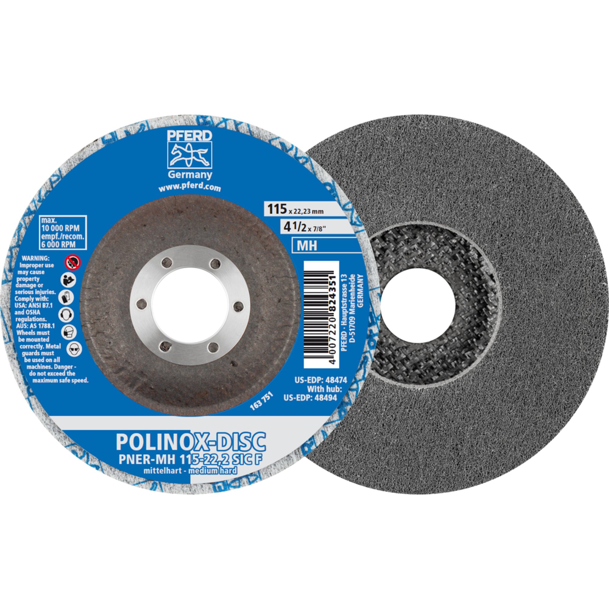 PFERD DISQUE À MEULER POLINOX COMPACT DISC PNER-MH 115-22,2 SiC F