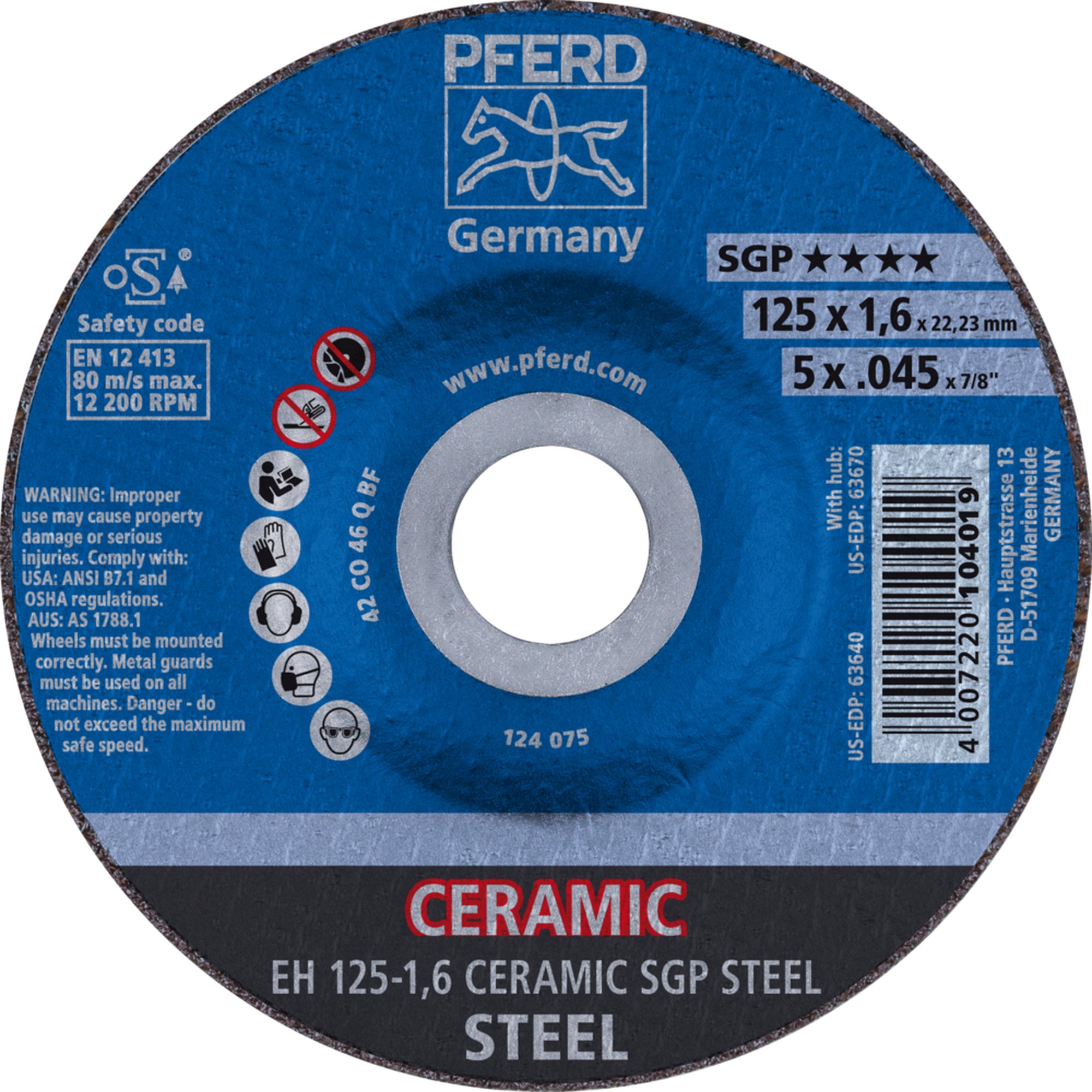 PFERD disque de séparation EH 125-1,6 CERAMIC SGP STEEL