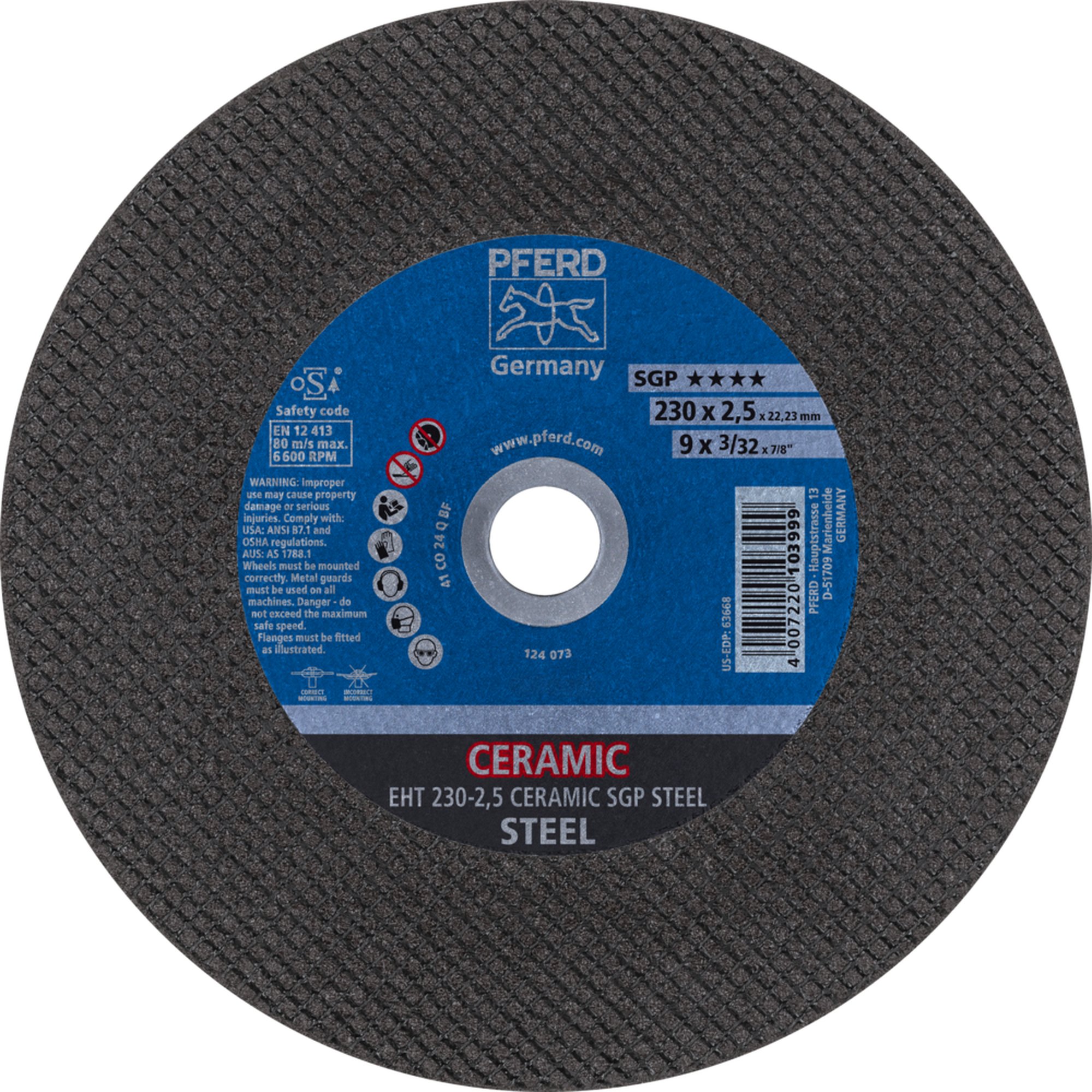 Disque de séparation PFERD EHT 230-2,5 CERAMIC SGP STEEL