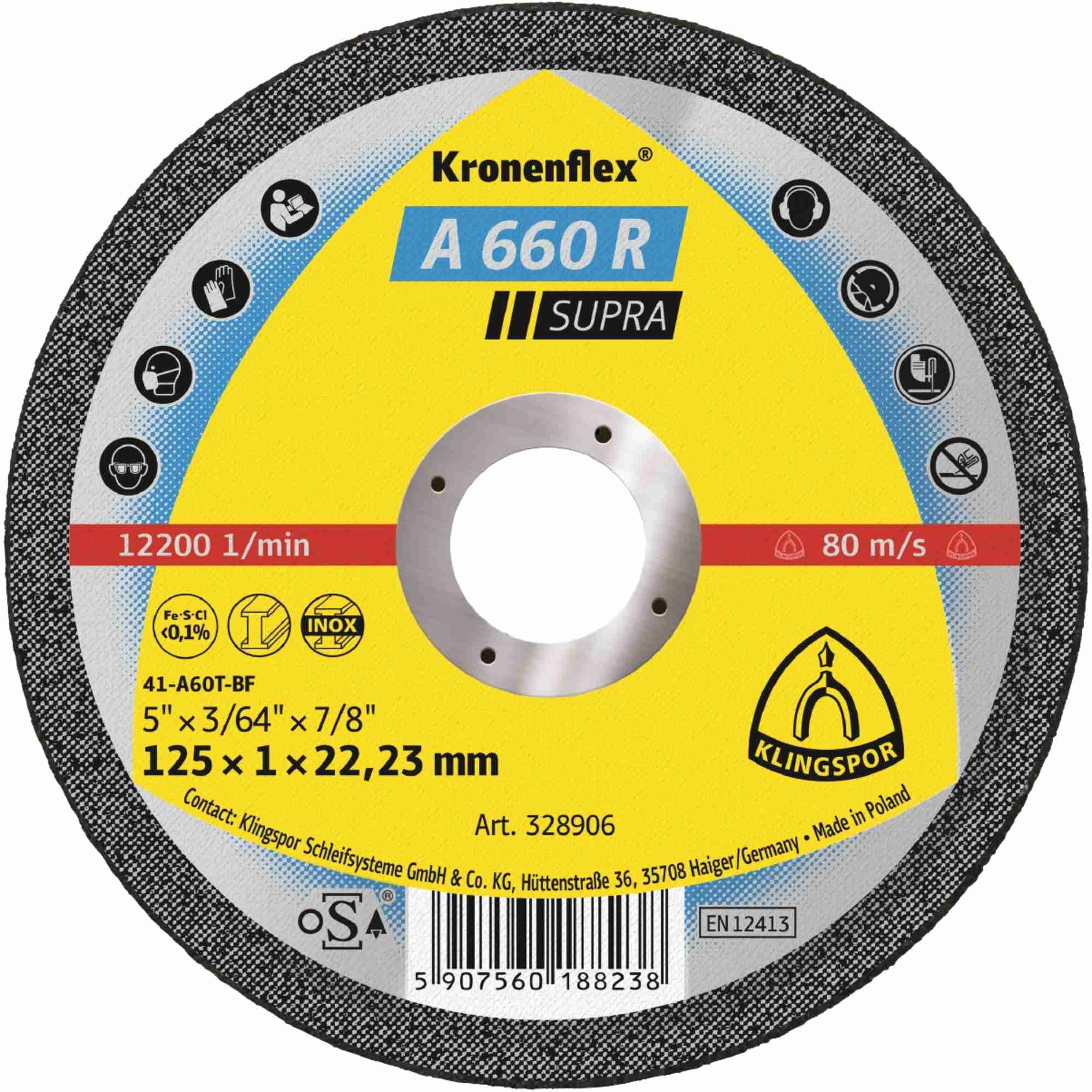 Disques de tronçonnage Klingspor A 660 R, 115 x 1 x 22,23 mm droit | Grand emballage pour l'industrie