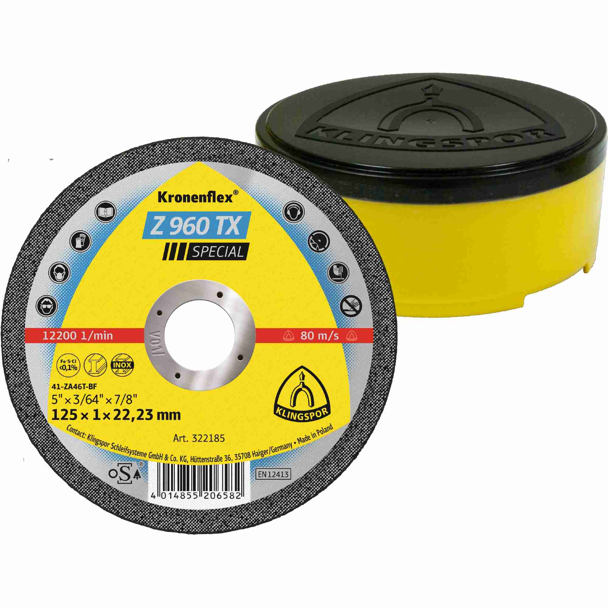 Disques de tronçonnage Klingspor Z 960 TX Zircon 115 x 1 x 22 mm droit | Grand emballage pour l'industrie