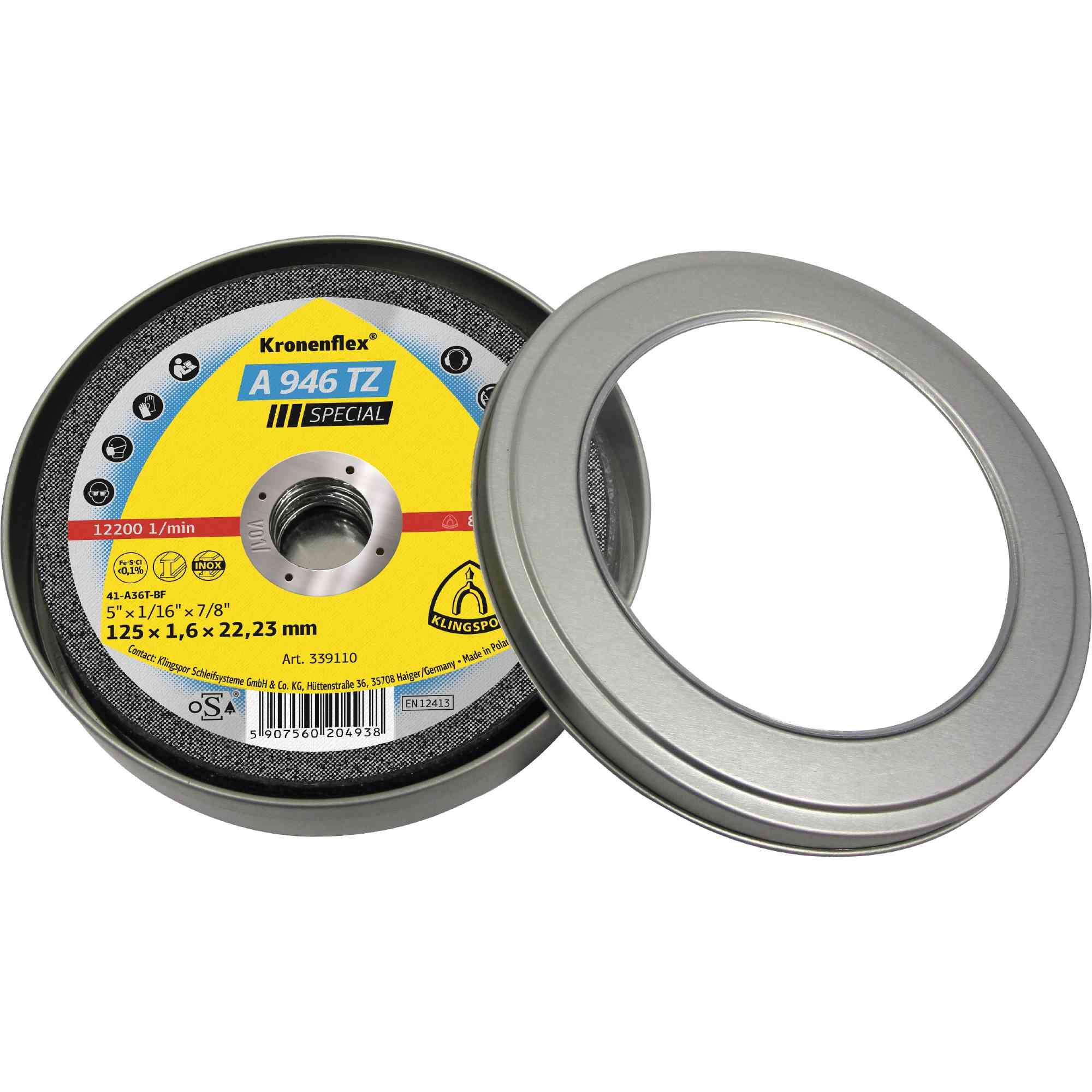 Klingspor A 946 TZ Disques de tronçonnage 5 boîtes de 8 pièces | 125 x 1,6 x 22,23 mm droit | Grand emballage pour industrie