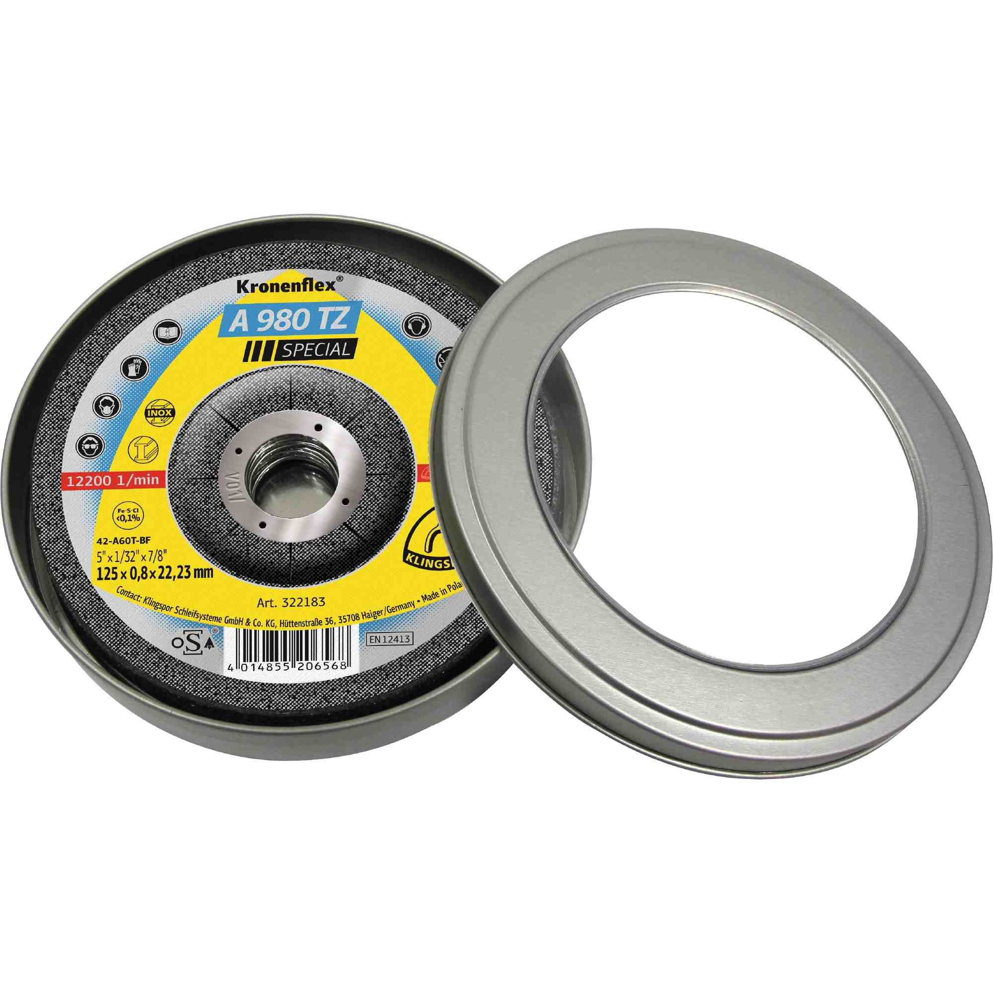 Disques de tronçonnage Klingspor A 980 TZ 5 boîtes de 10 pièces | 125 x 0,8 x 22,23 mm décalé | Grand emballage pour industrie