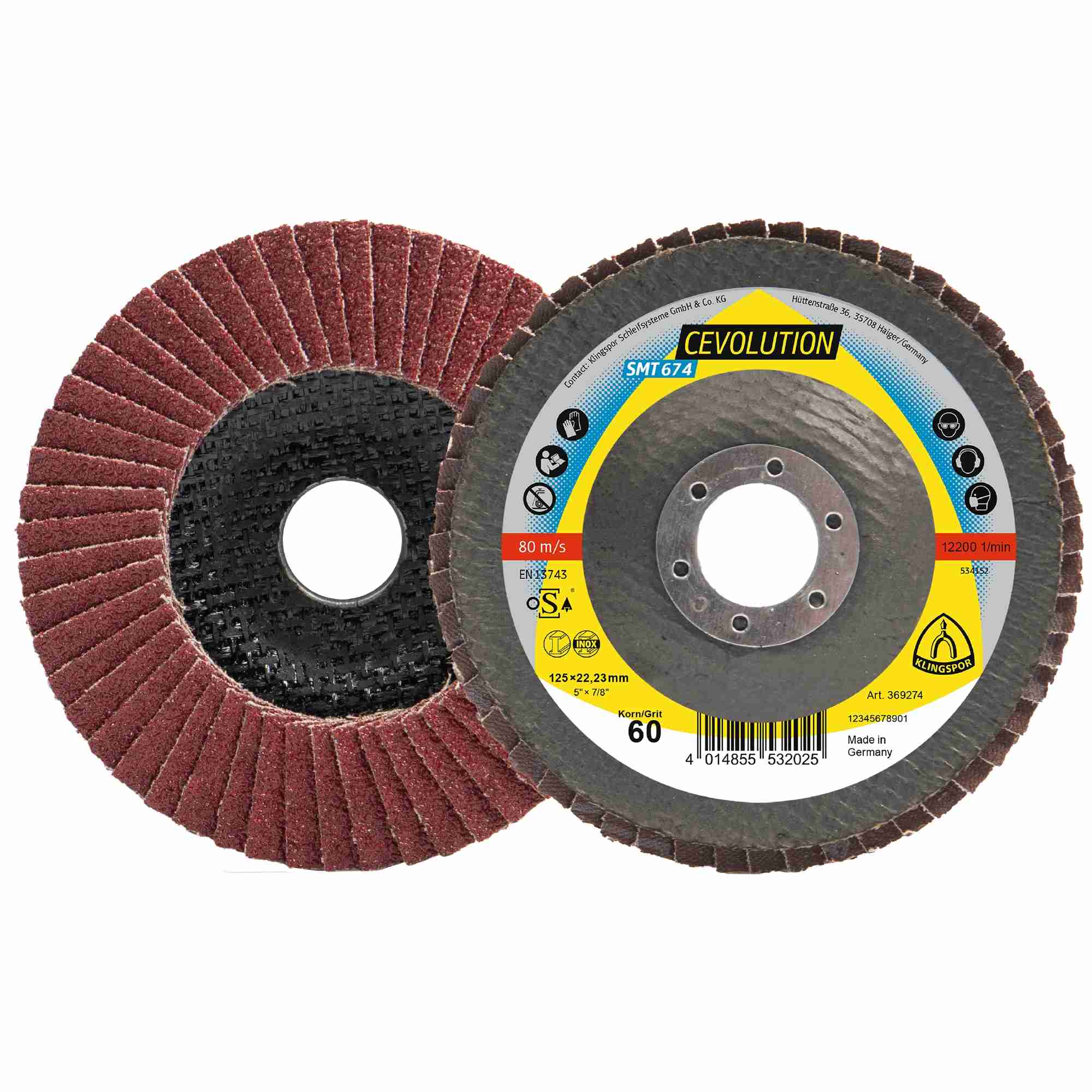 Klingspor SMT 674 Plateau de ponçage céramique 115 x 22,23 mm Grain 40 bombé