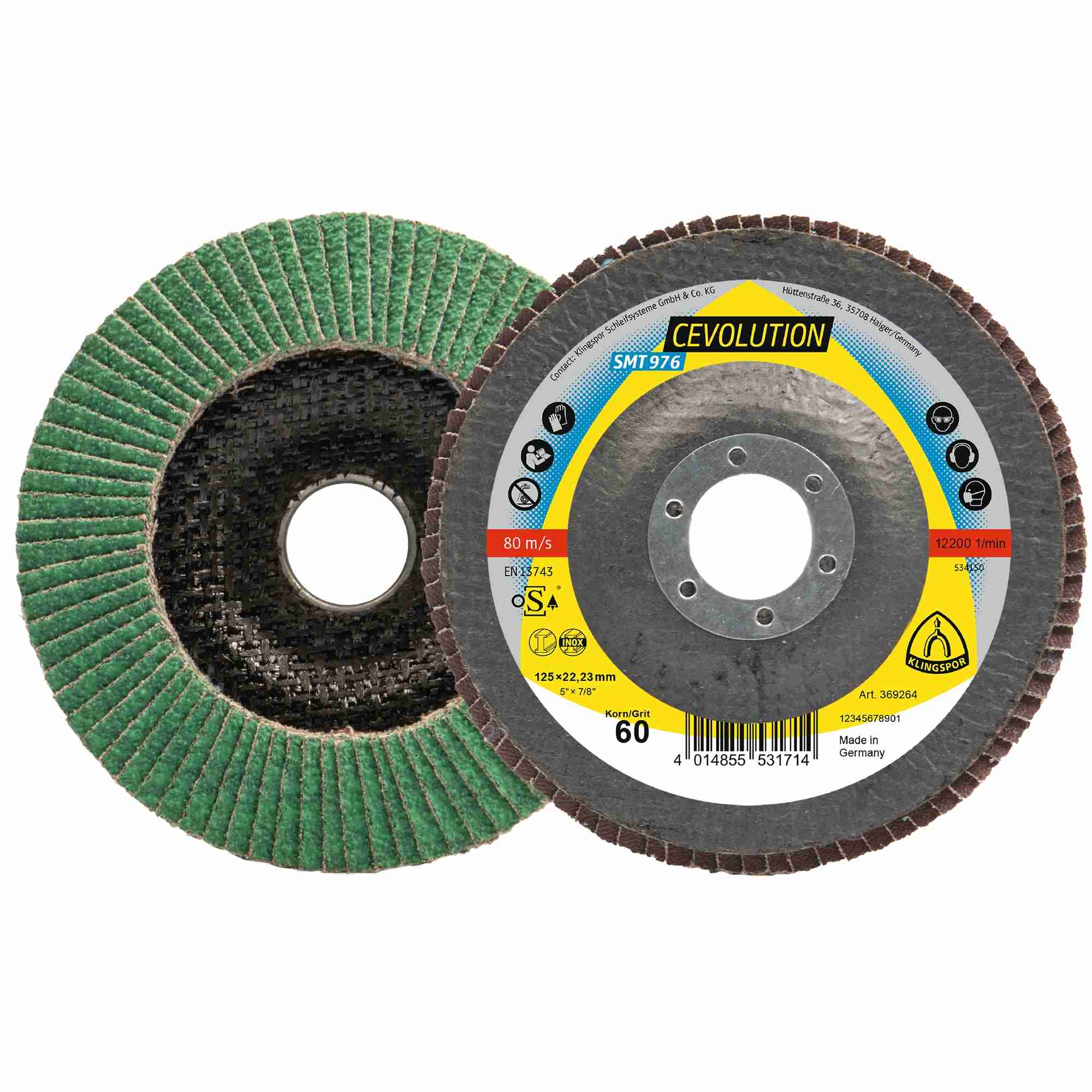 Klingspor SMT 976 Plateau de ponçage multi-liant céramique 115 x 22,23 mm Grain 40 bombé
