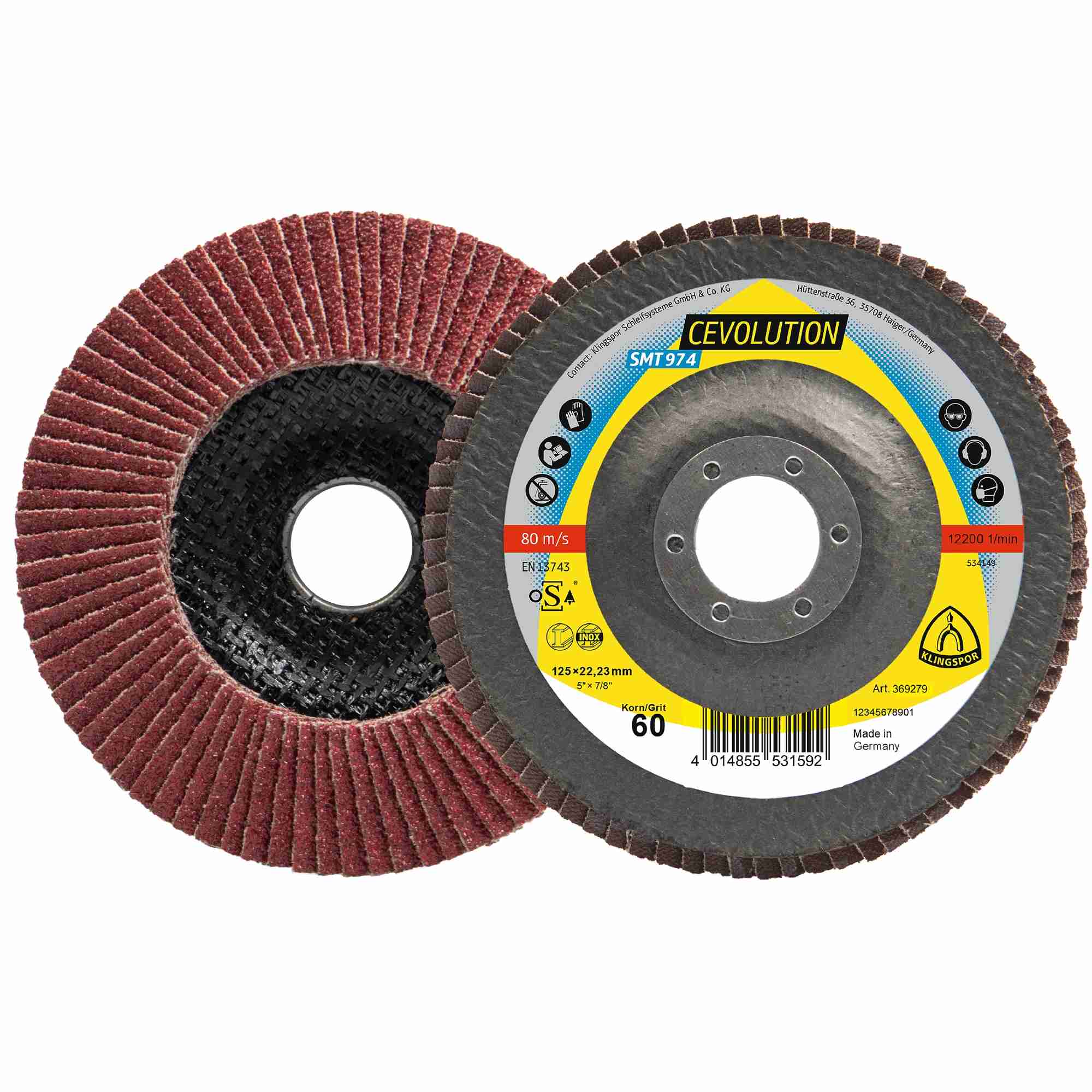 Klingspor SMT 974 Plateau de ponçage céramique 115 x 22,23 mm Grain 40 bombé