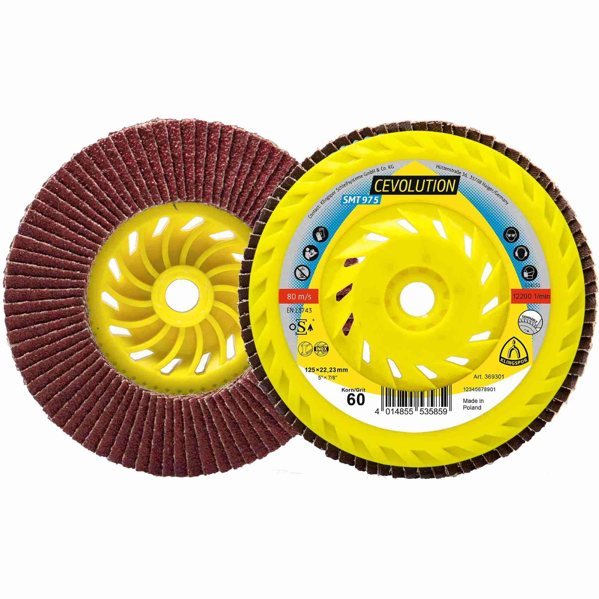 Klingspor SMT 975 Plateau de ponçage à franges Filetage M 14 Céramique 115 mm Grain 40 bombé