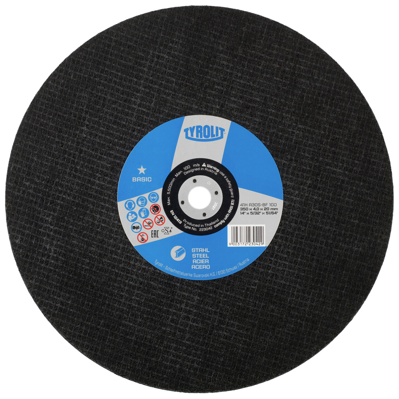 Disque de tronçonnage Droit 350x4x20 mm A30 BASIC acier