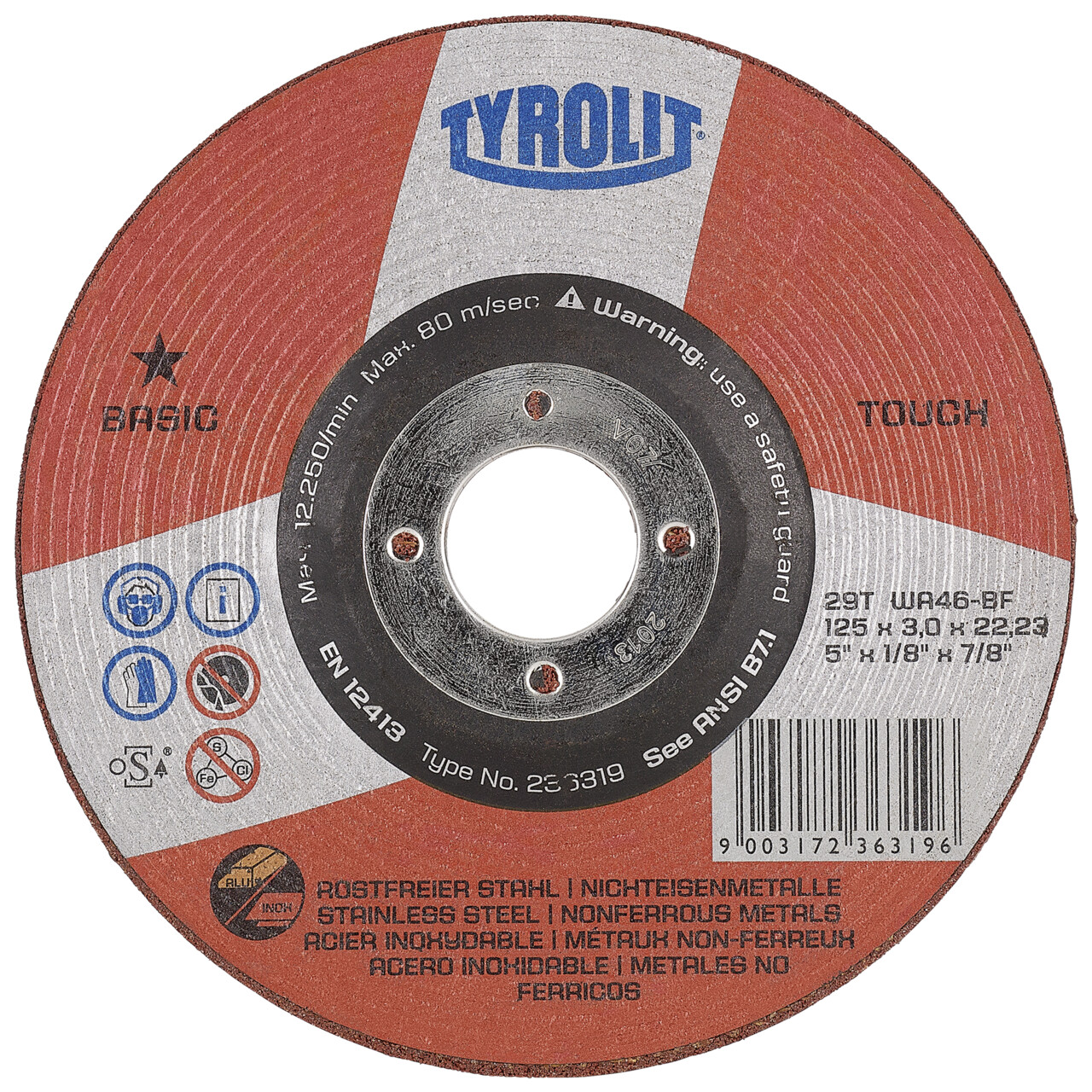 Tyrolit meule TOUCH 115x3x22,23 mm WA46R BASIC Inox/Aluminium