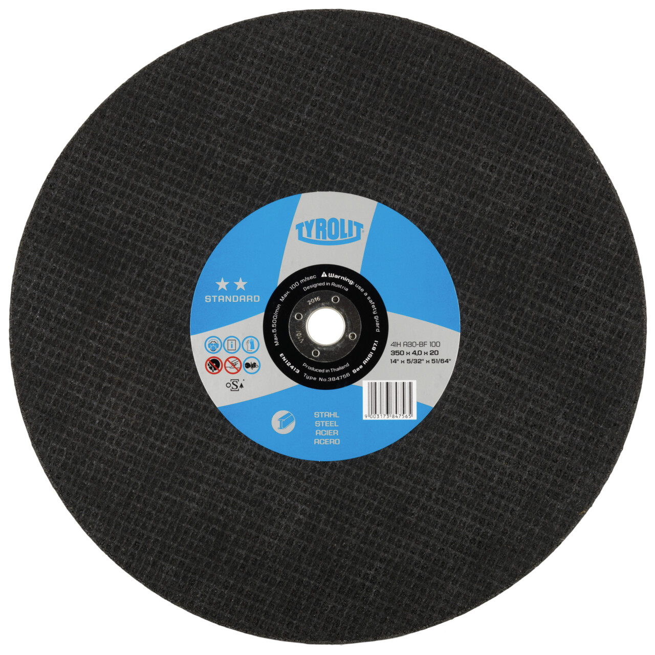 Tyrolit disque de tronçonnage droit 350x2,8x25,4 mm A46 S BF STANDARD acier