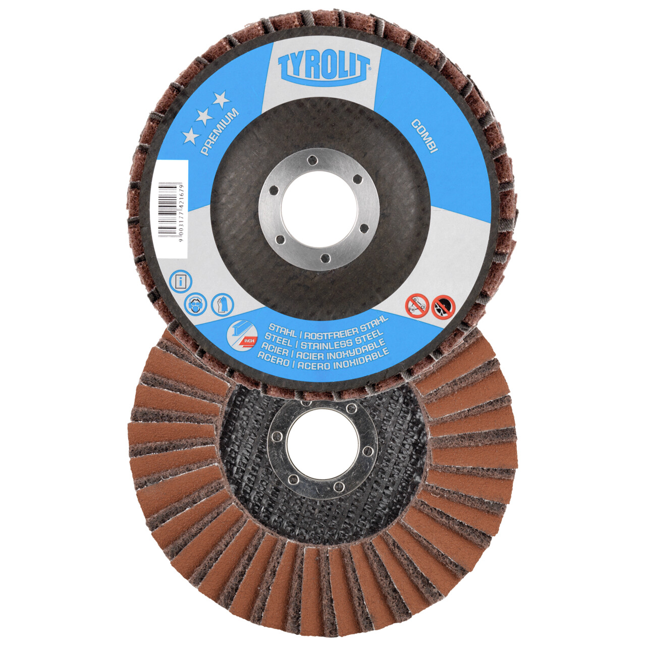 Tyrolit disque à lamelles COMBI déporté 125x22,23 mm ZA120 PREMIUM acier/Inox
