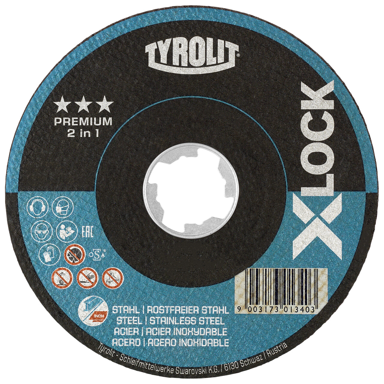 Disque de tronçonnage Tyrolit X-LOCK droit 125x1,6x22,23 mm A46 PREMIUM Acier/Inox