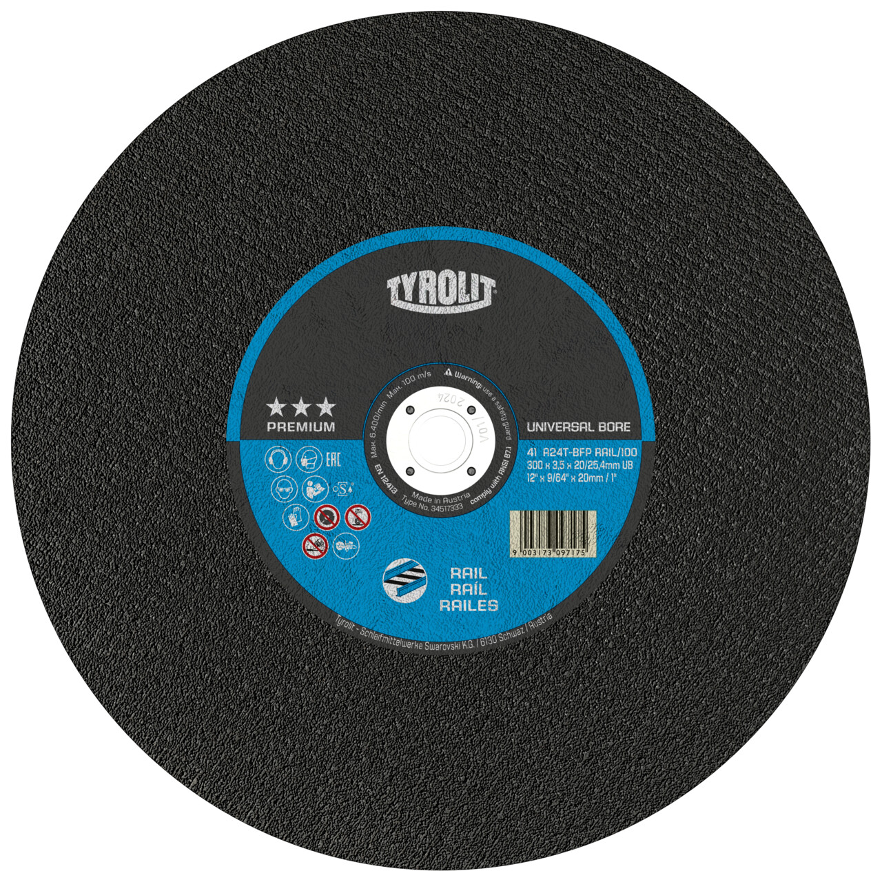 Tyrolit disque de tronçonnage droit 400x4,3x20/25,4 mm A30 PREMIUM Rails