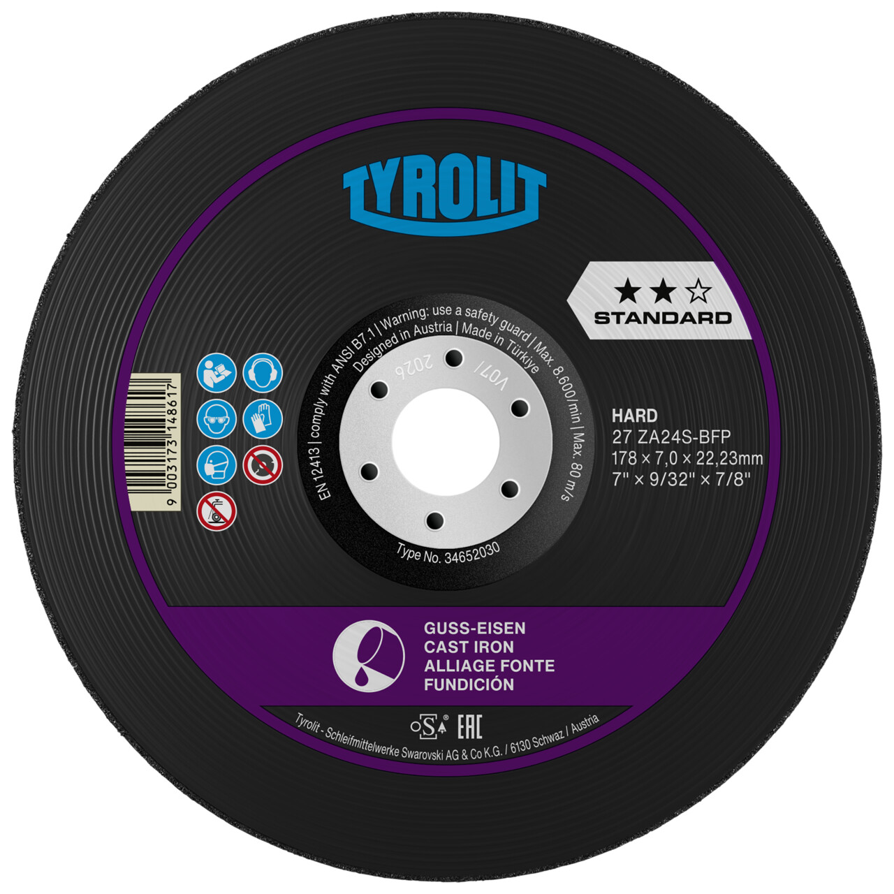 Tyrolit disque à ébavurer 230x7x22,23 mm ZA24R-BFS STANDARD fonte
