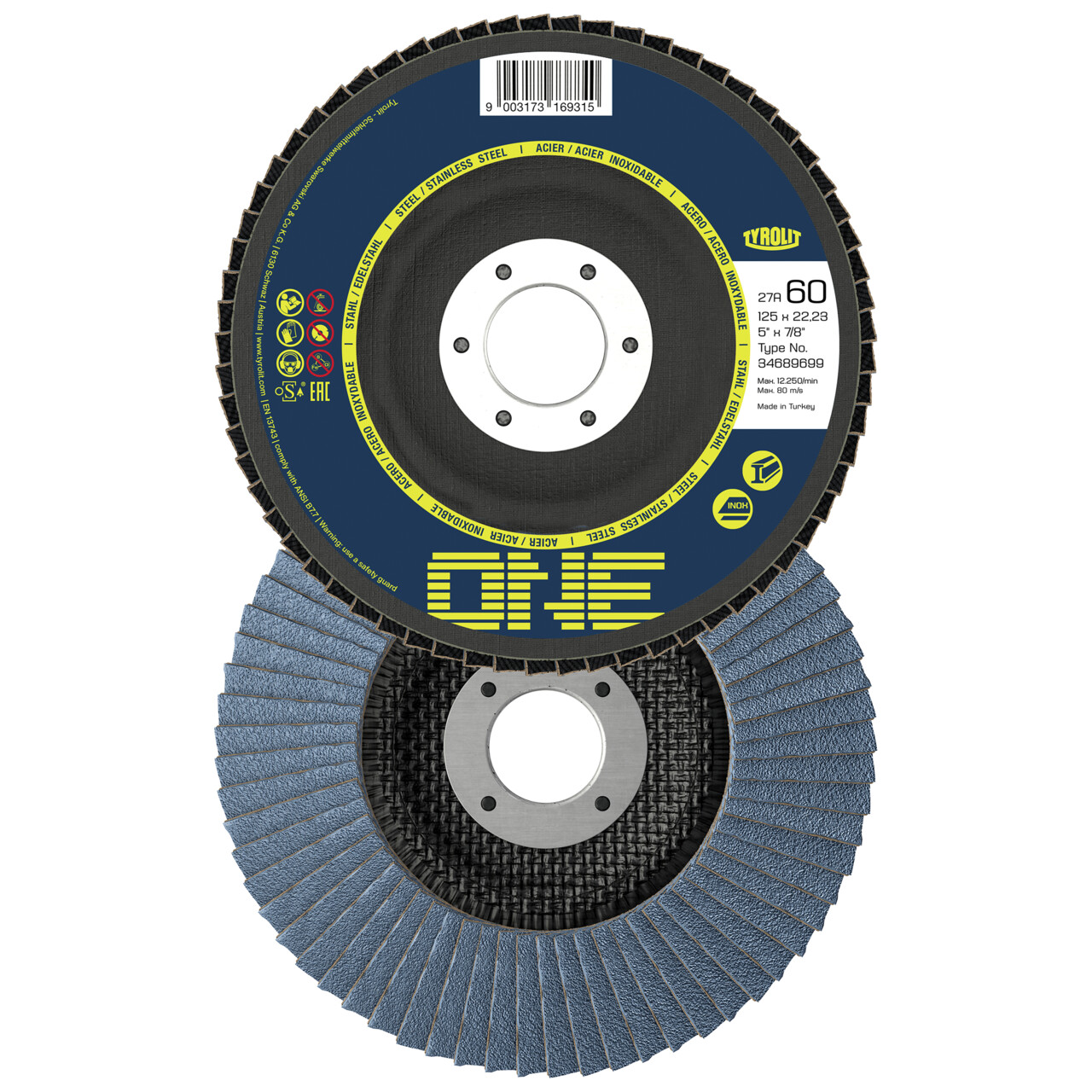Tyrolit ONE disque à lamelles déporté 115x22,23 mm ZA60 acier/Inox